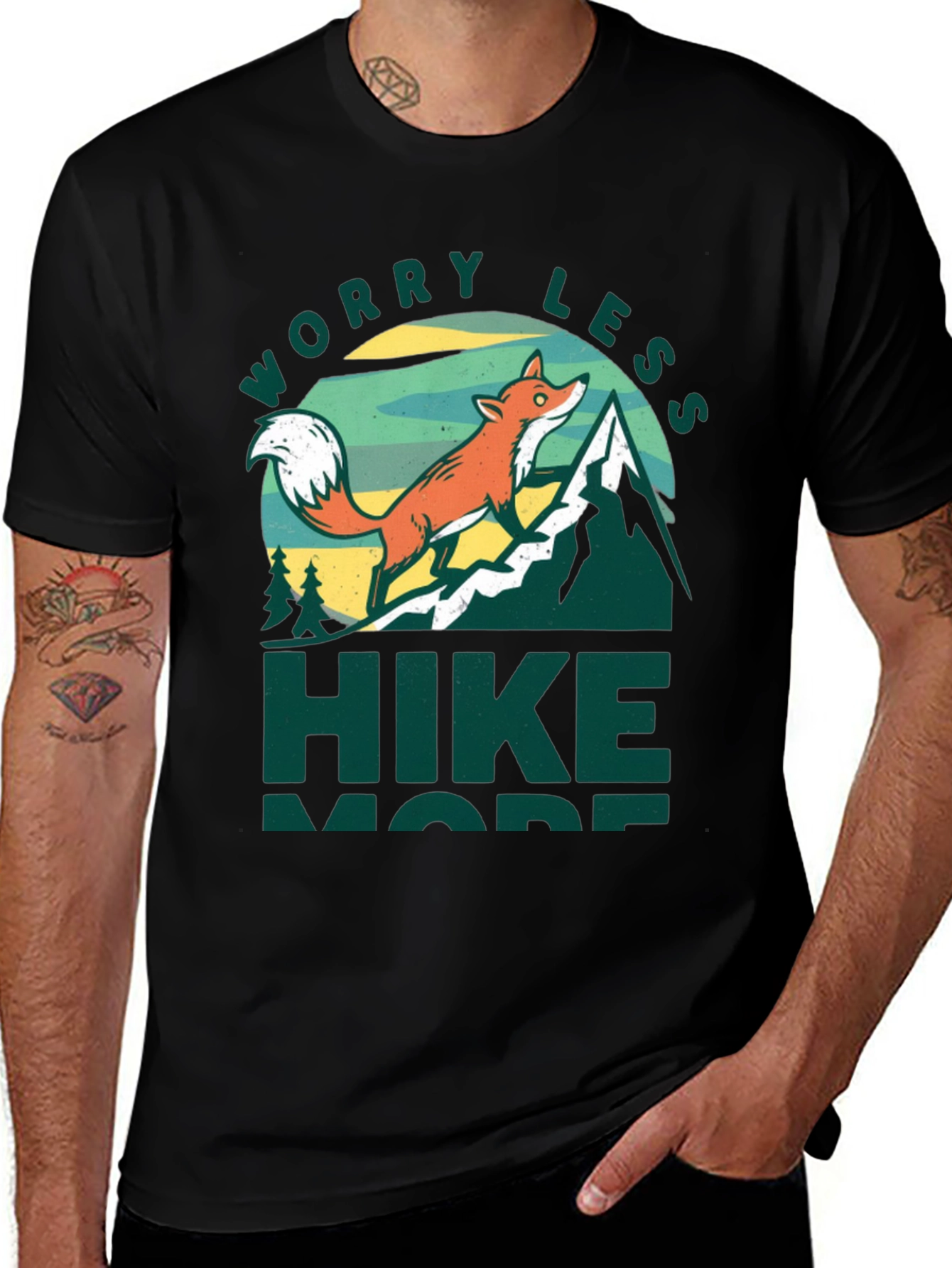 Variant 27 of Worry Less Hike More Fox Graphic T-Shirt