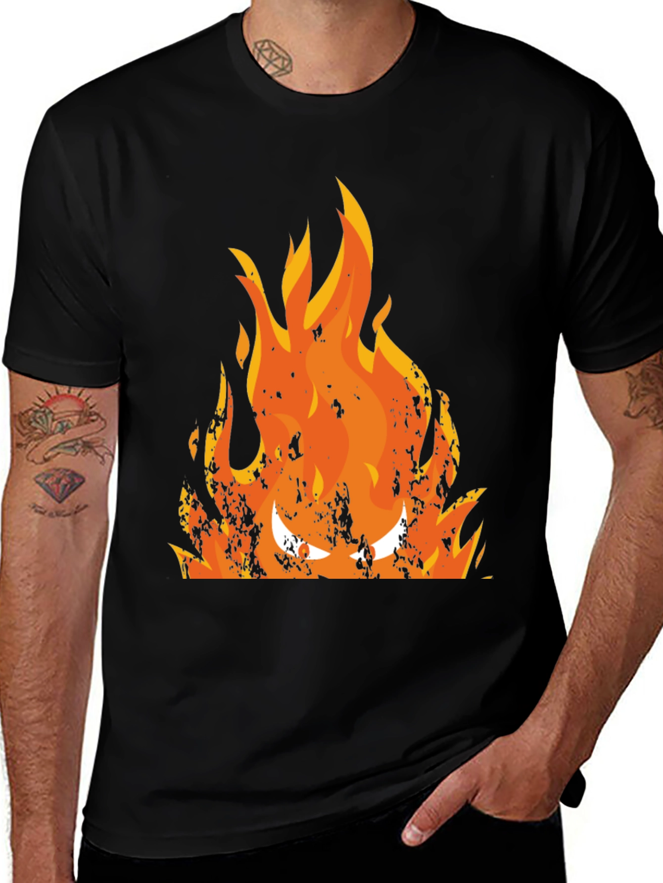 Fiery Inferno Graphic Tee - Men's Black T-Shirt