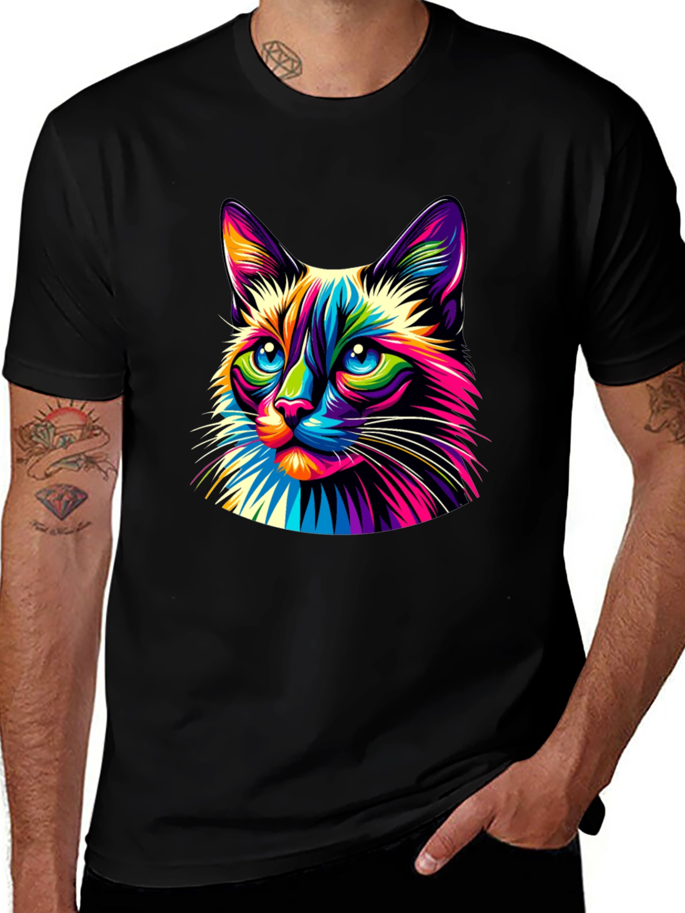 Variant 20 of Colorful Cat Graphic Tee - Unique Animal Design