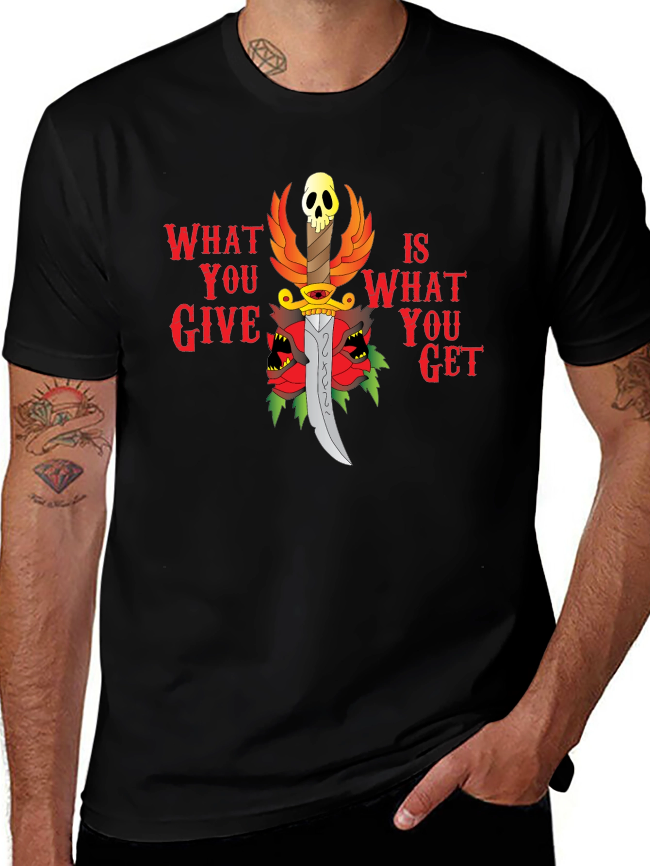 Variant 6 of Skull Sword Graphic T-Shirt - What You Give Is What You Get