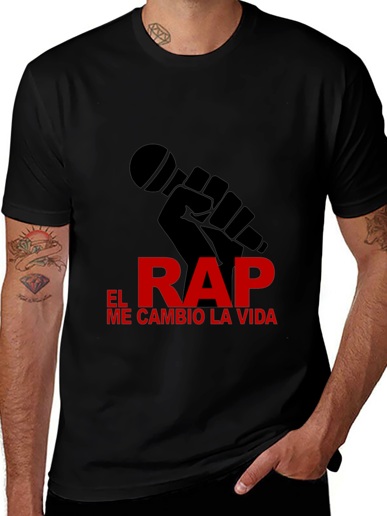 Black Rap Life Tee - "El Rap Me Cambio La Vida" Design T-Shirt main image