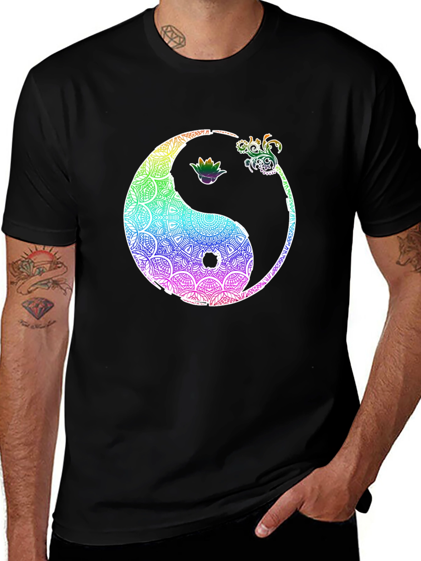 Variant 2 of Yin Yang Mandala Tee - Rainbow