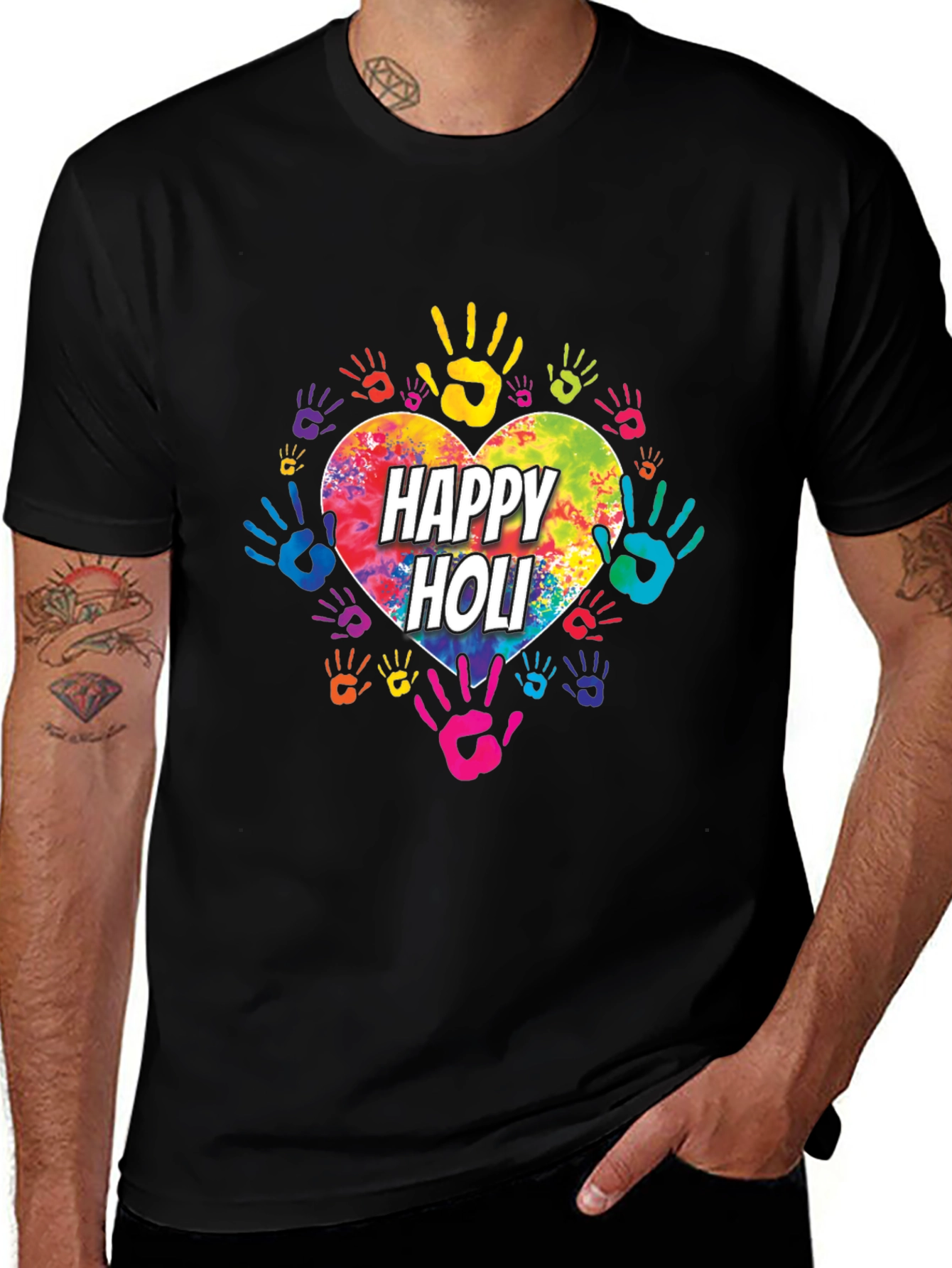 Happy Holi Colorful Heart Graphic T-Shirt
