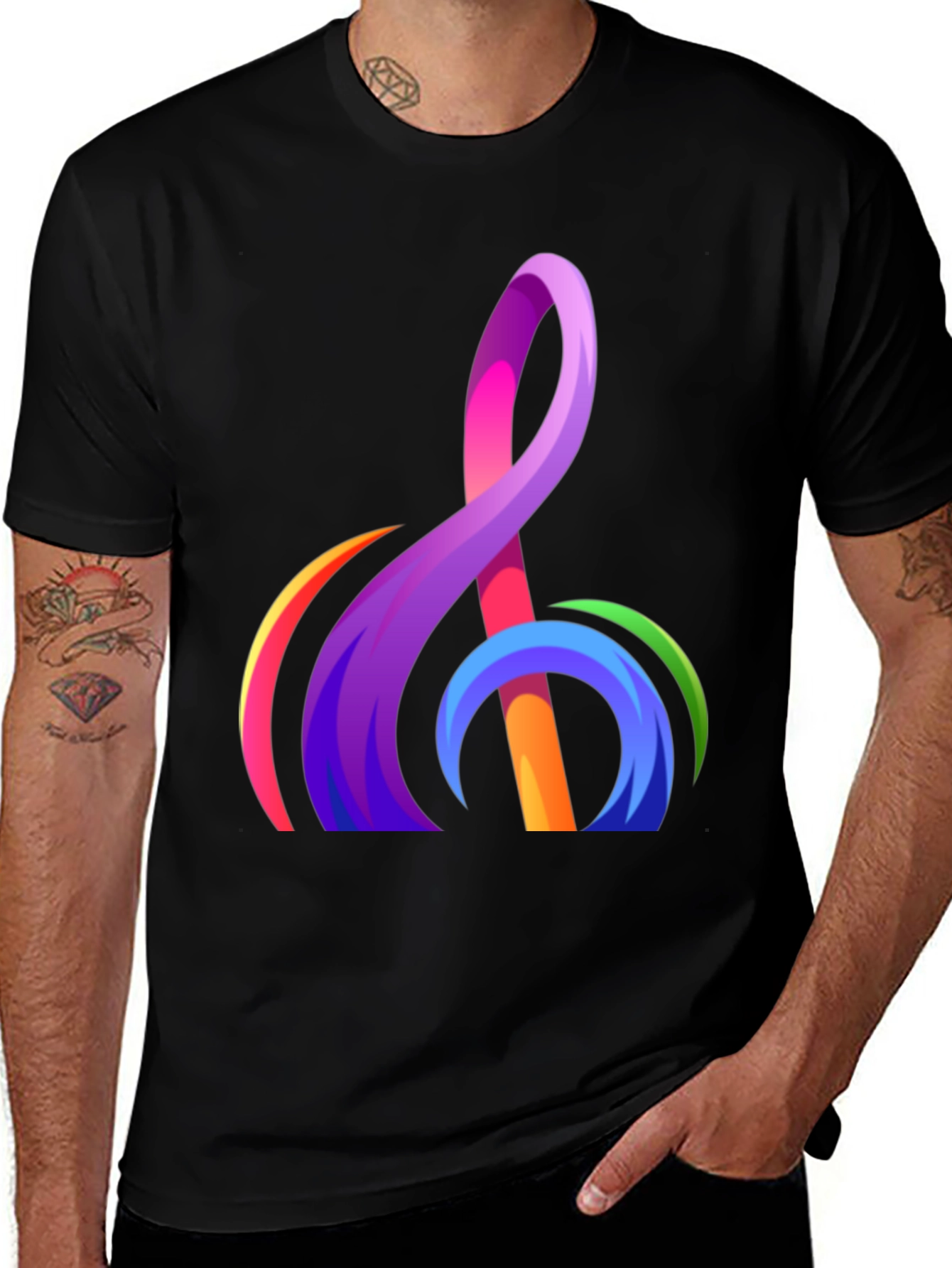Variant 30 of Abstract Rainbow Treble Clef Graphic T-Shirt