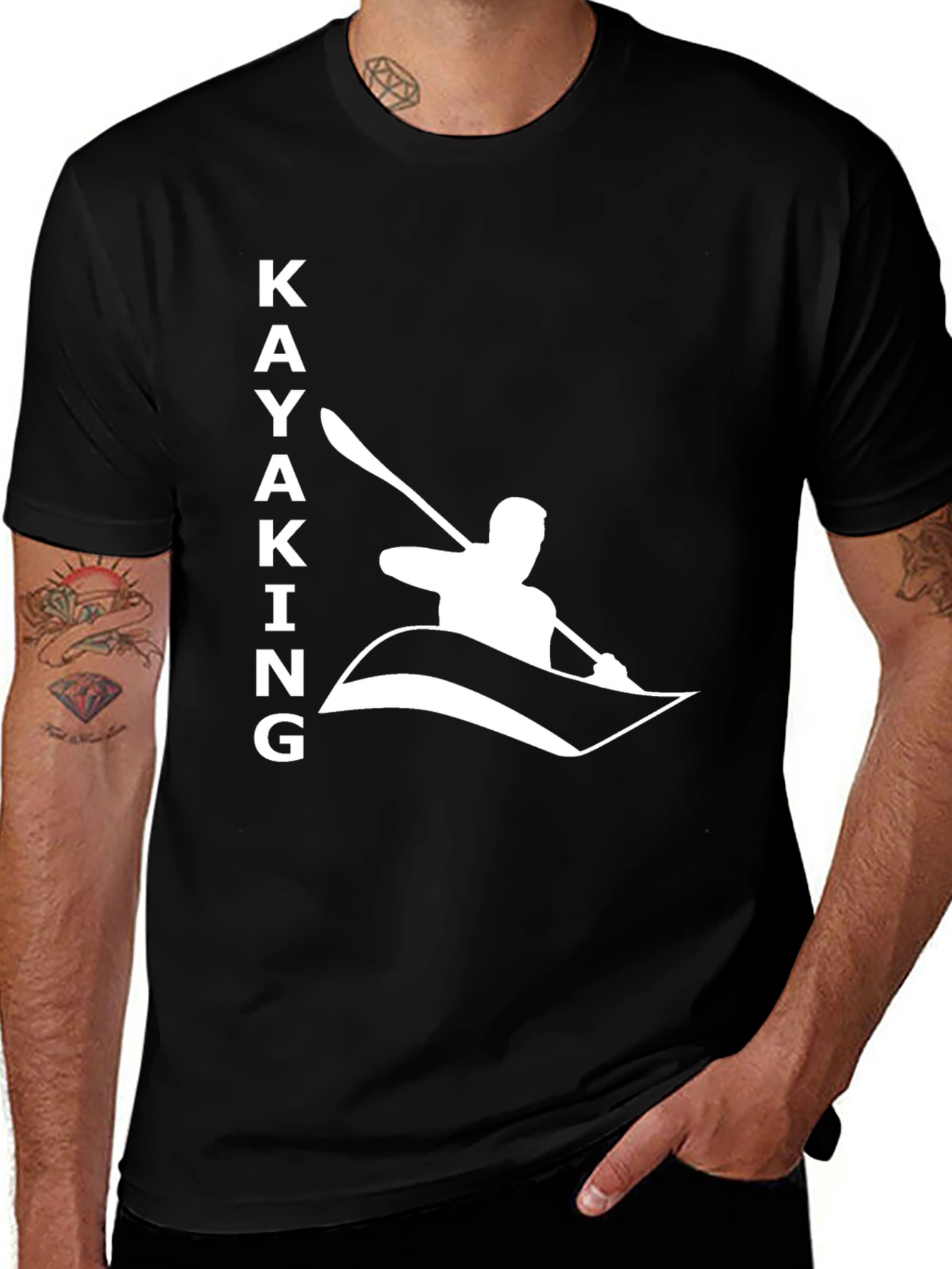 Variant 18 of Kayaking Graphic T-Shirt - Black Cotton Tee