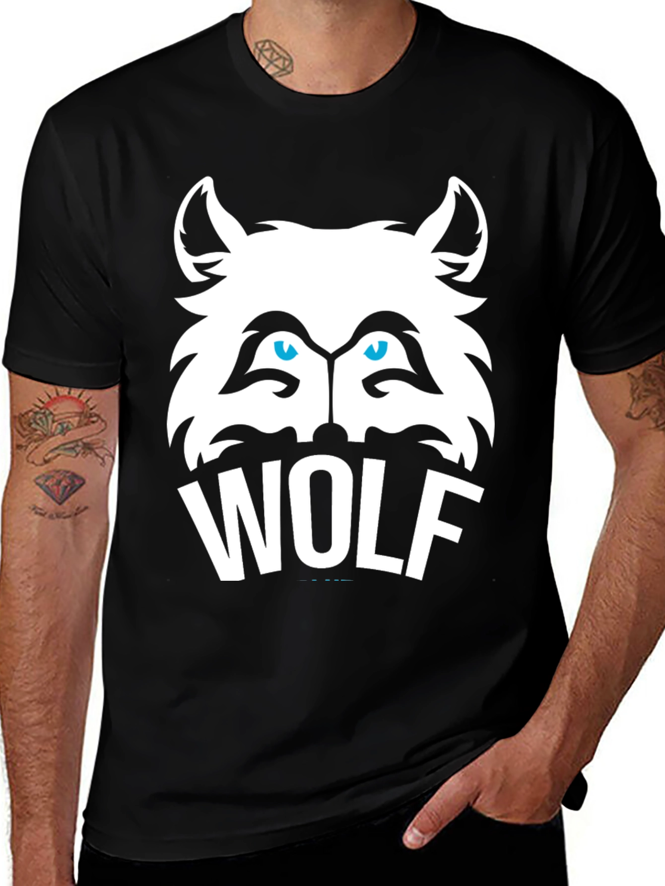 Variant 14 of Cool Wolf Graphic Tee - Mens Black T-Shirt