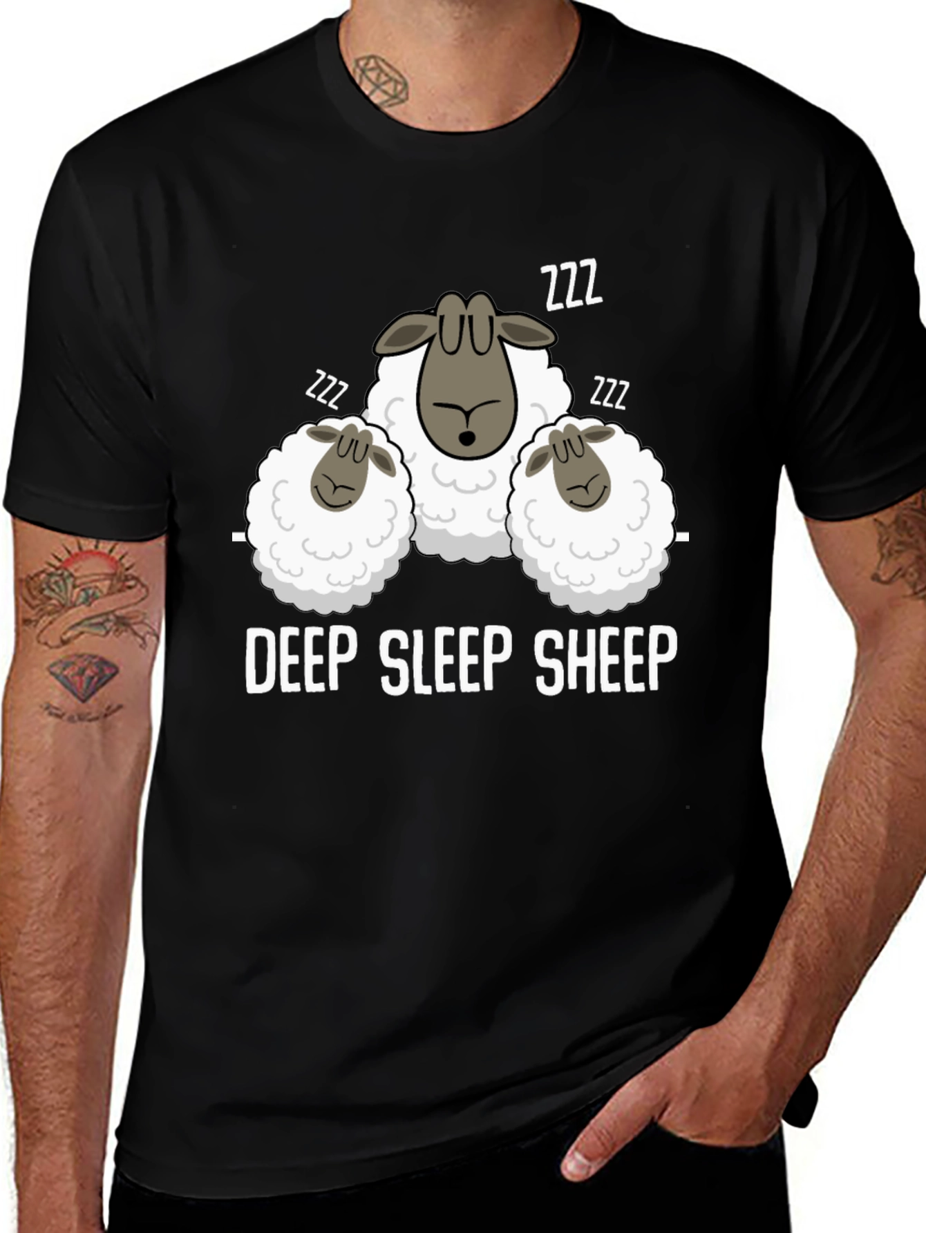 Black Deep Sleep Sheep T-Shirt -  Comfy & Fun main image