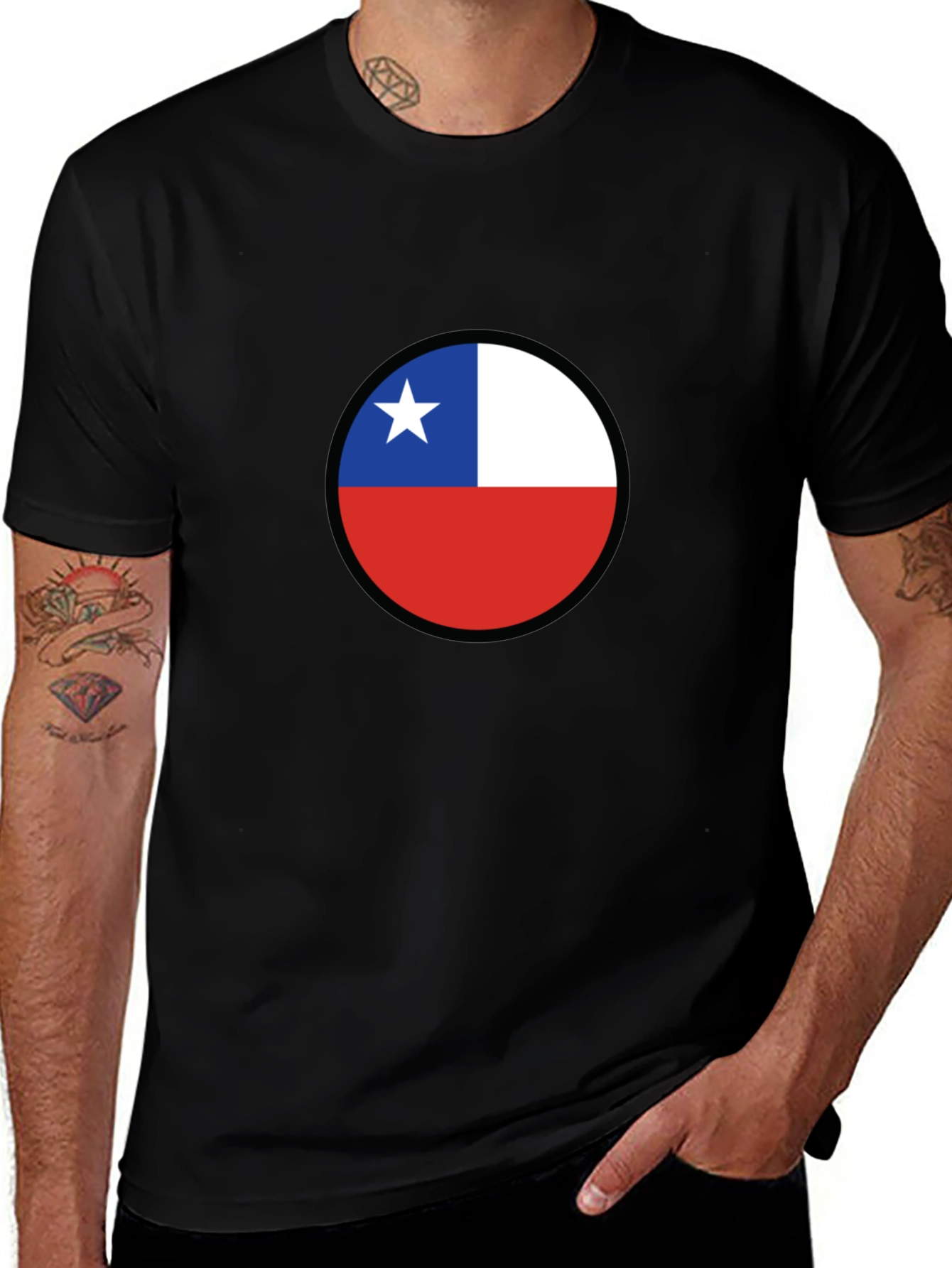 Variant 30 of Chile Flag Circle Black T-Shirt
