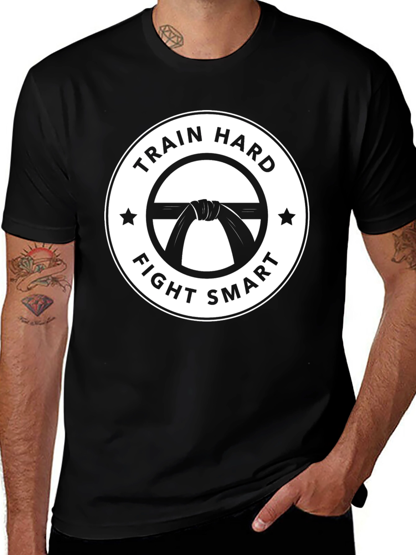 Variant 29 of Train Hard Fight Smart Black T-Shirt