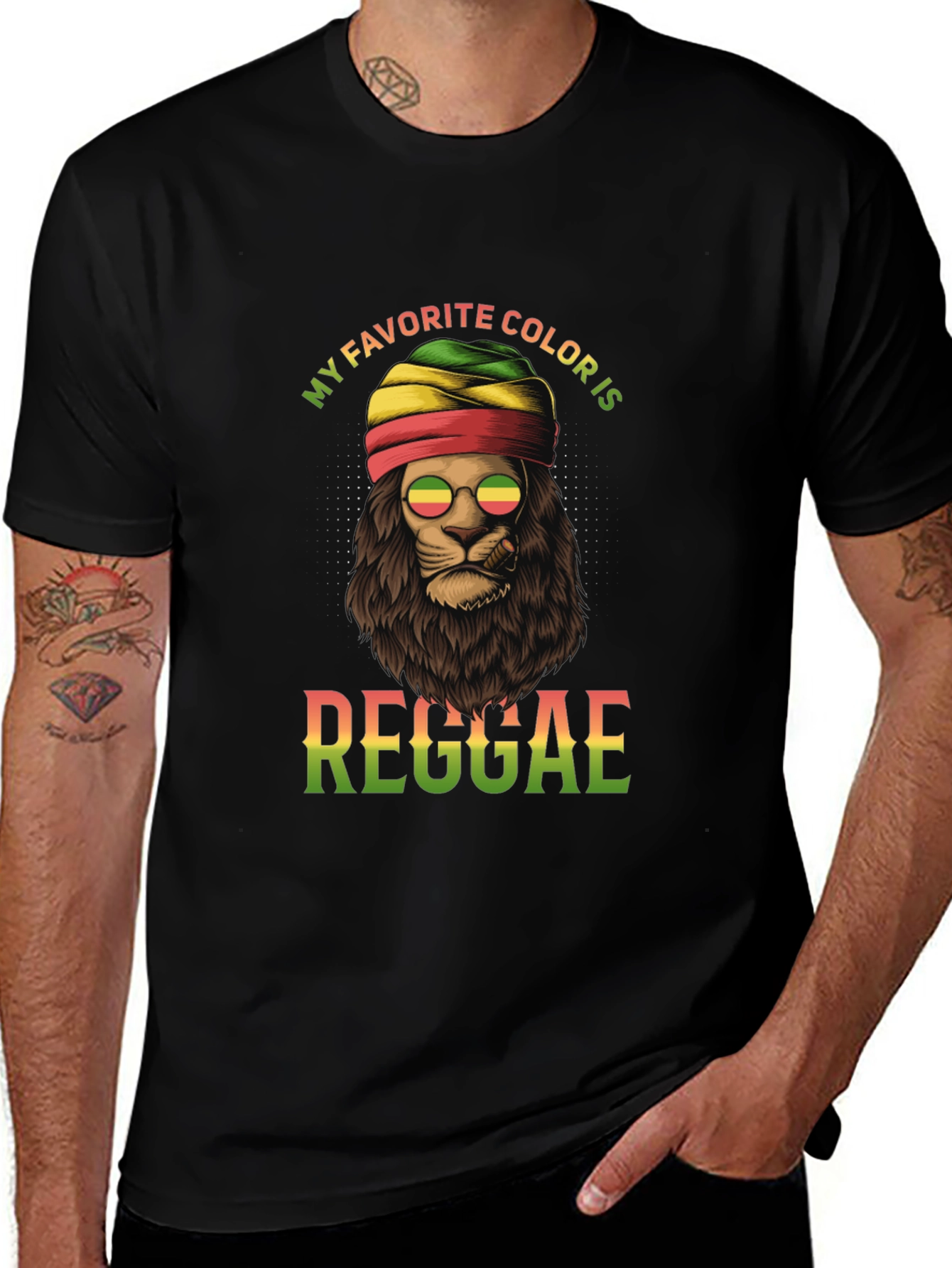 Variant 18 of Reggae Lion Graphic Tee - My Favorite Color
