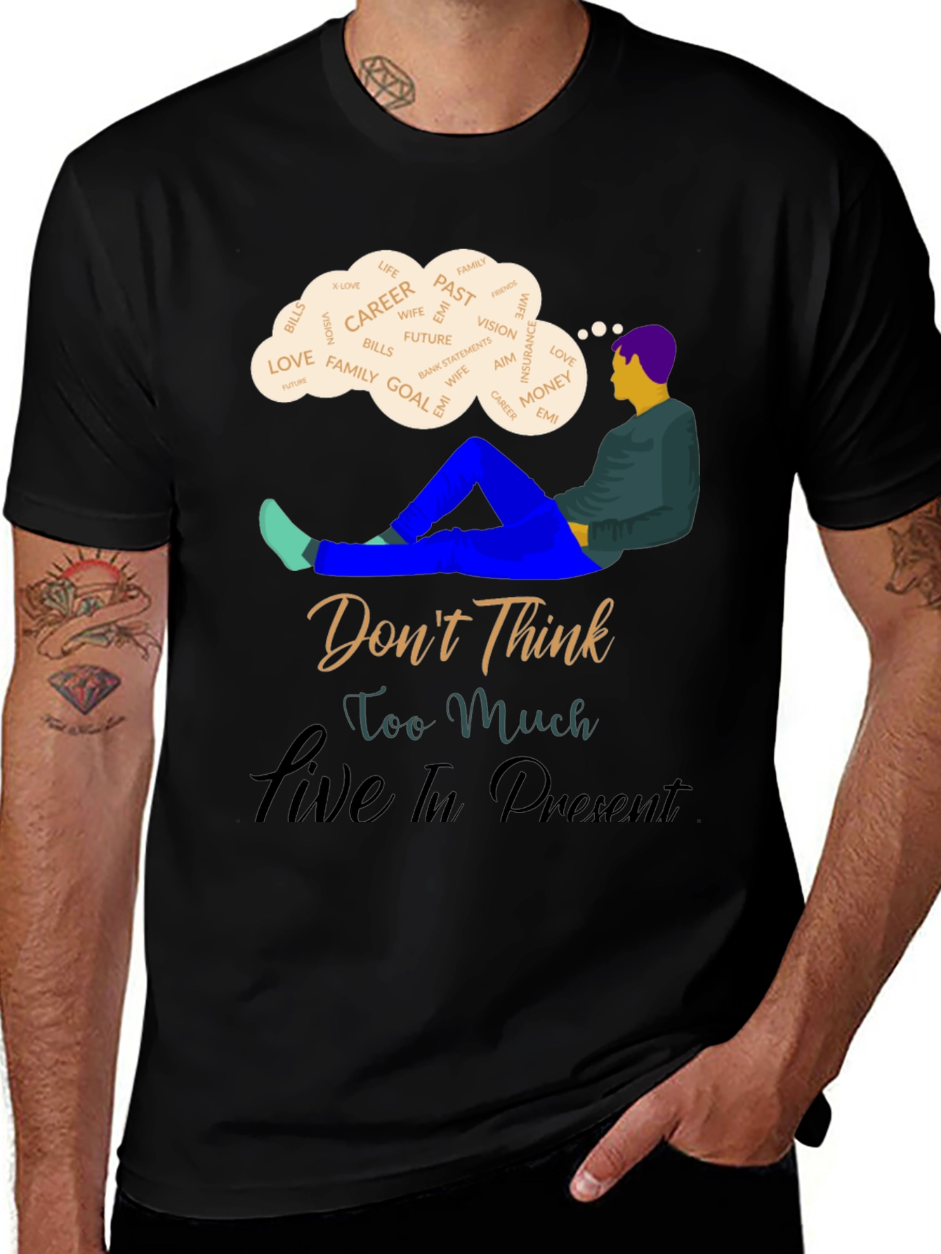 Variant 14 of Mindfulness T-Shirt - Don't Think, Live In Present
