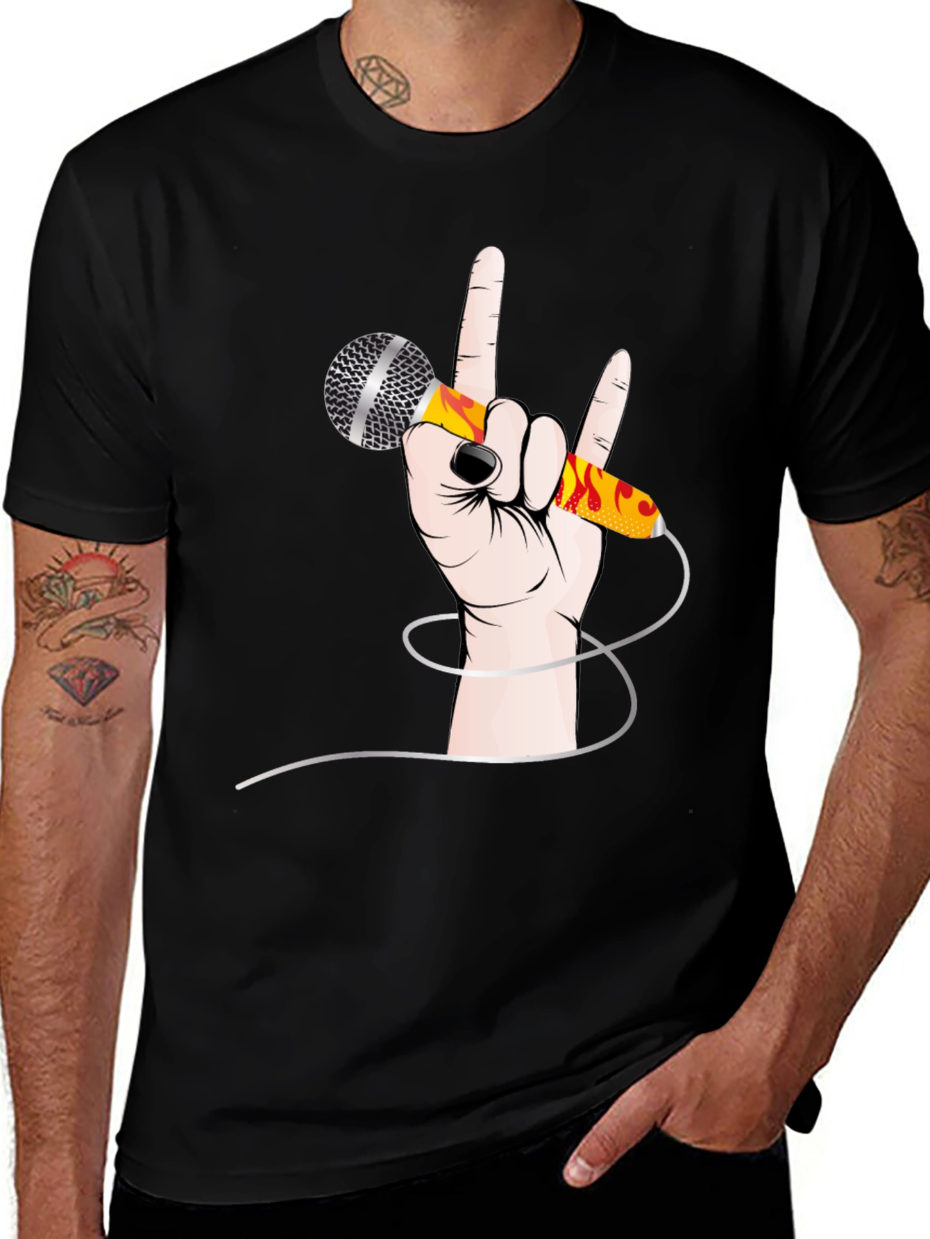 Variant 28 of Rock On Music T-Shirt - Black