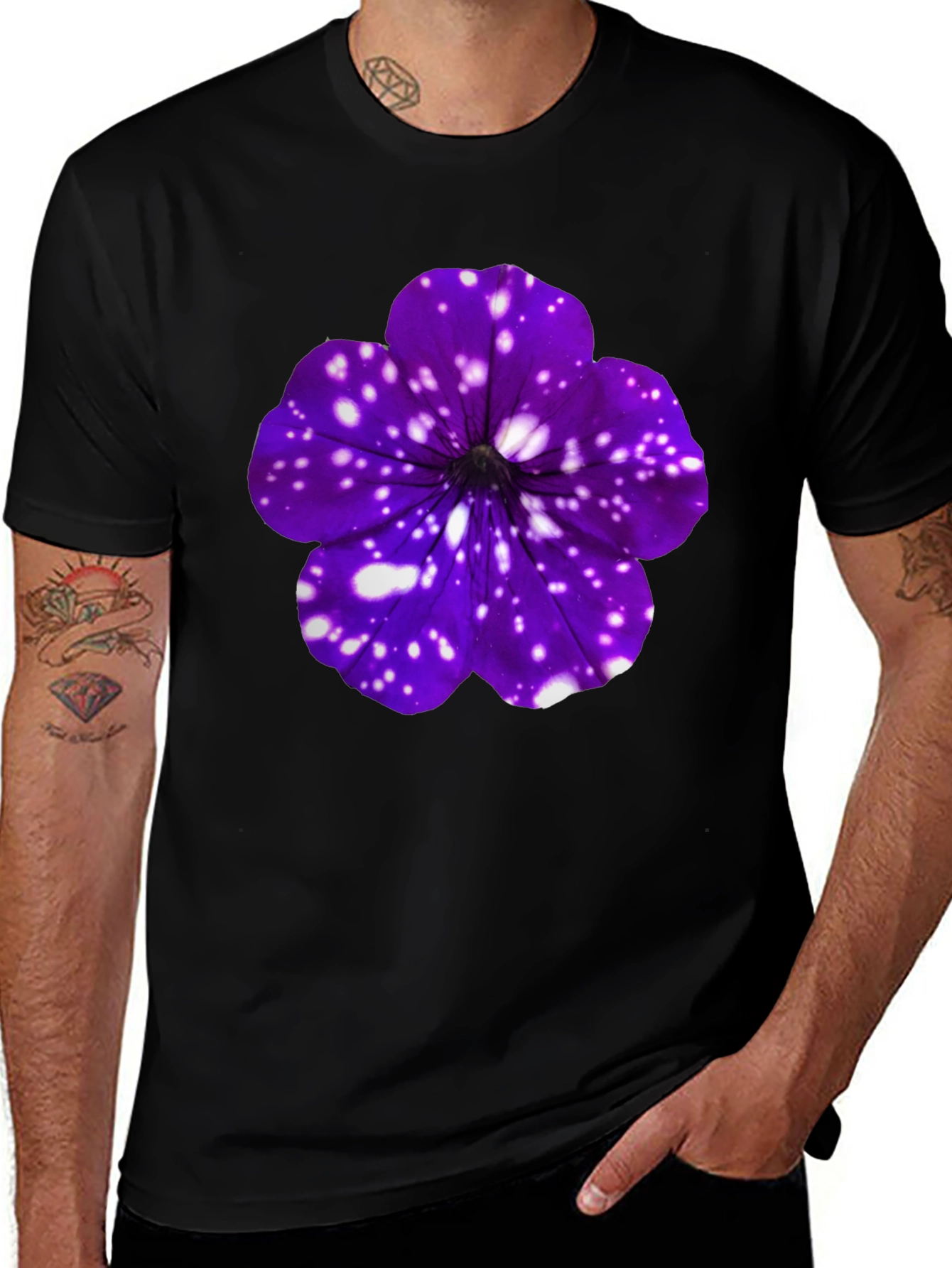 Galaxy Petunia Flower T-Shirt - Unique Floral Design