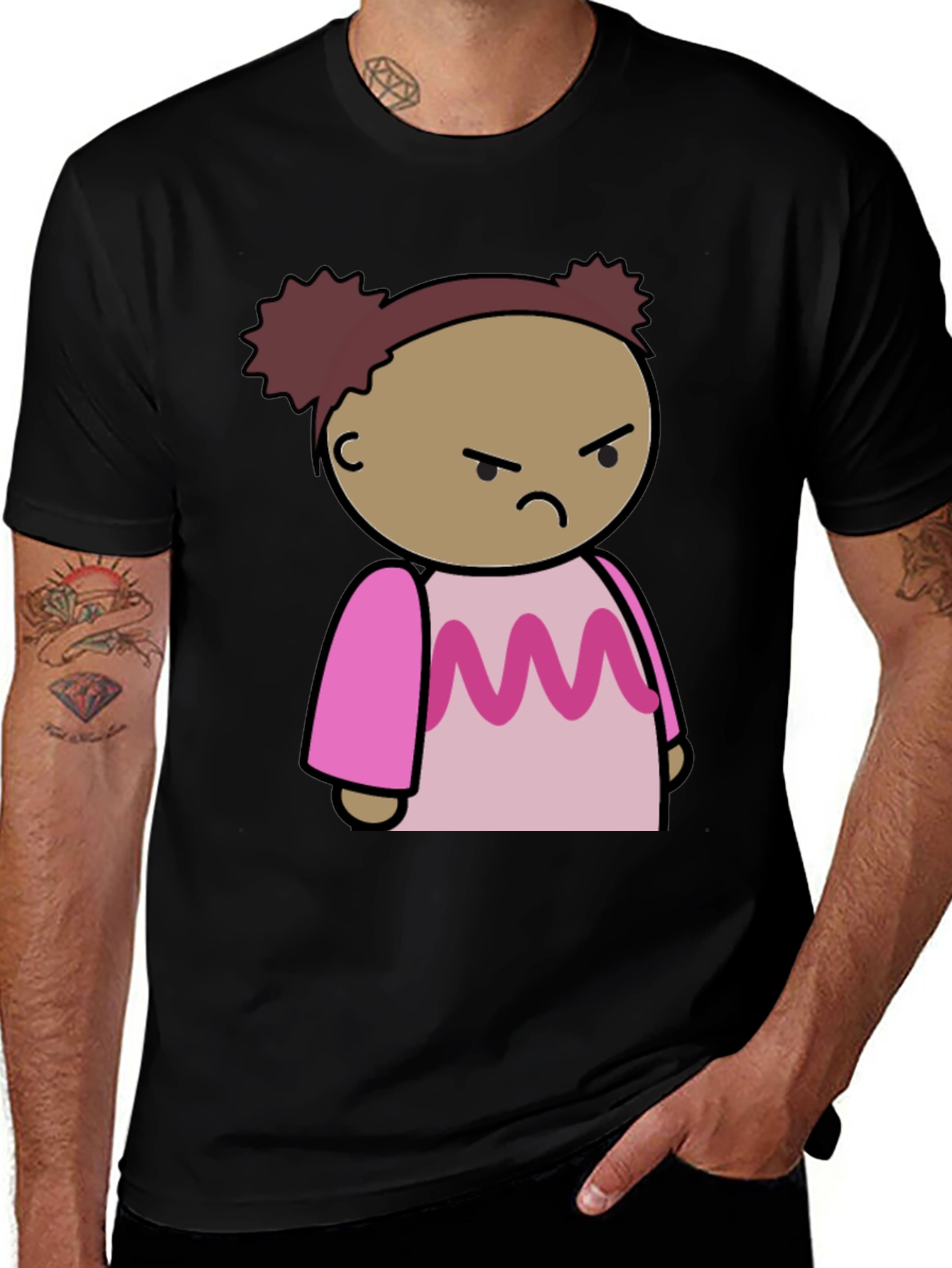 Variant 14 of Angry Cartoon Girl T-Shirt - Black