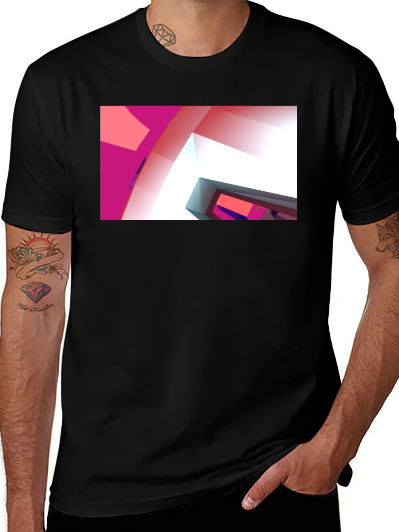 Variant 6 of Abstract Geometric Graphic Black T-Shirt