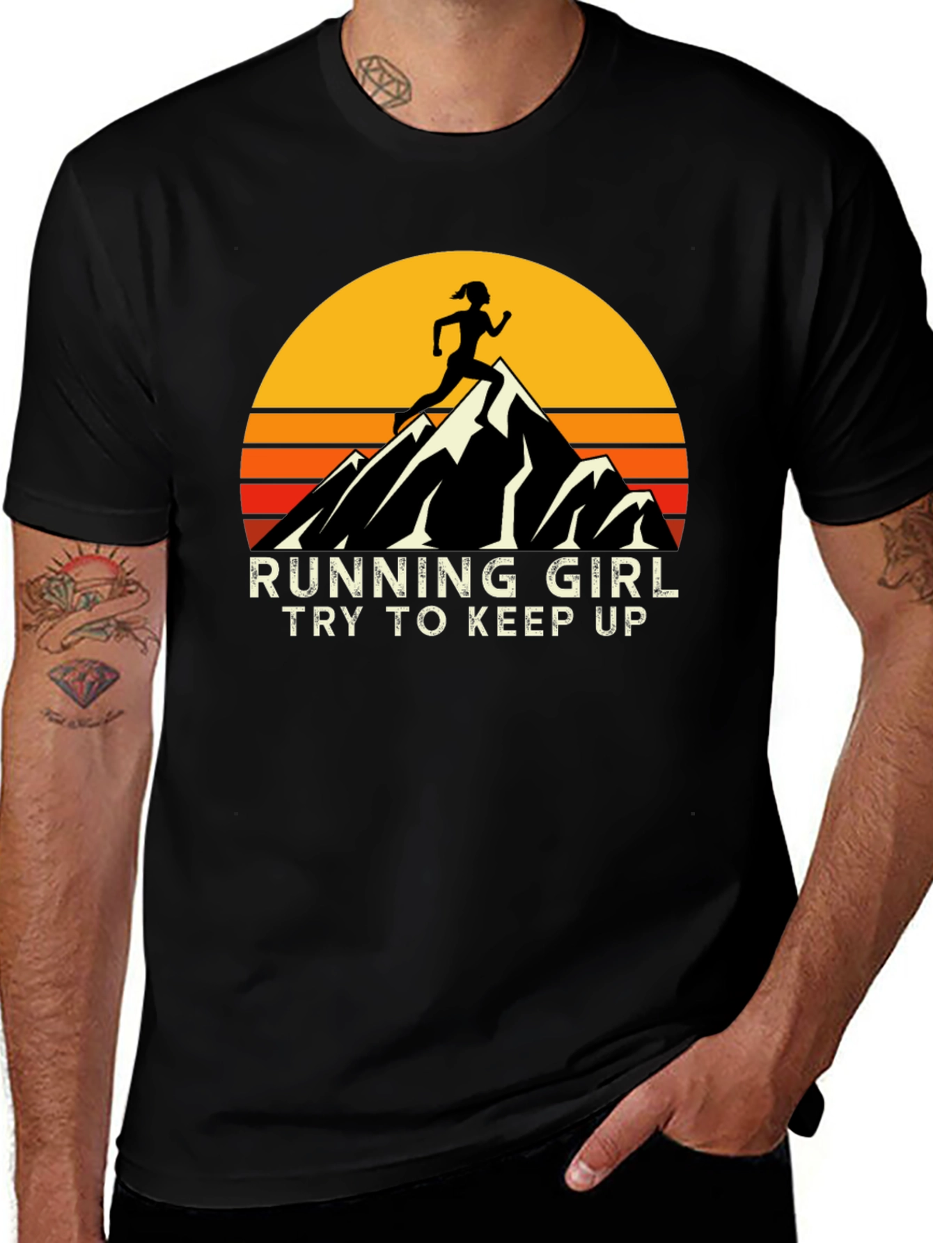 Variant 3 of Running Girl T-Shirt - Retro Mountain Graphic Tee