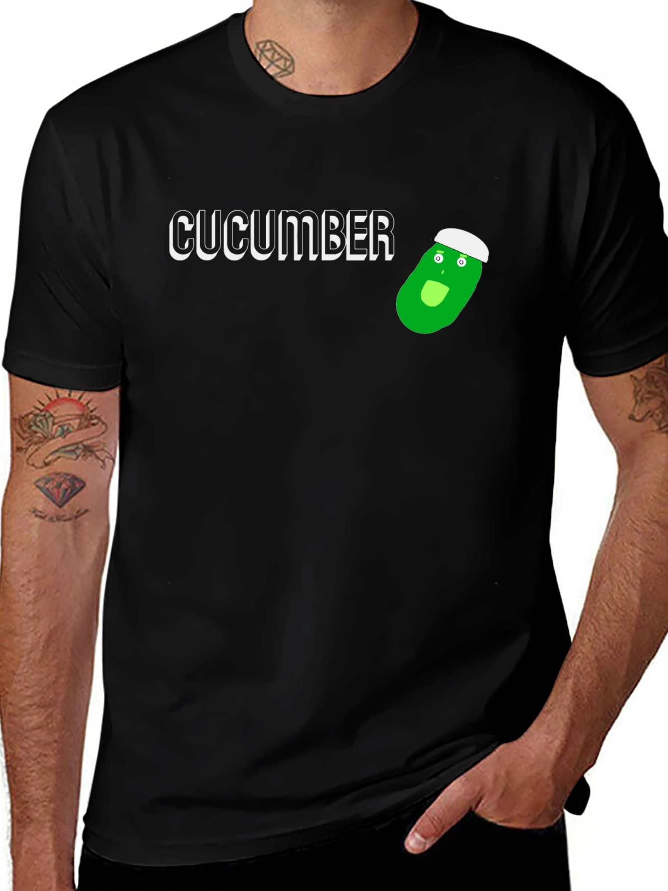 Variant 25 of Funny Cucumber Cartoon Graphic T-Shirt