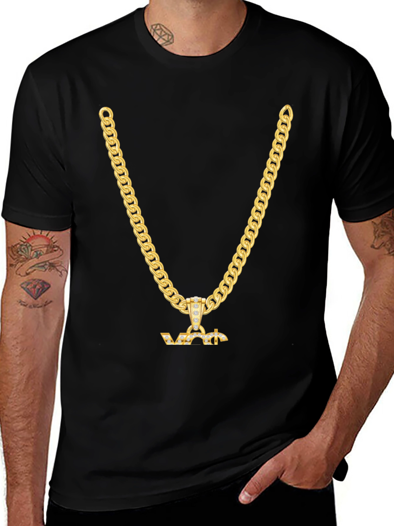 Variant 30 of Gold Chain Graphic T-Shirt - Stylish Men's Tee