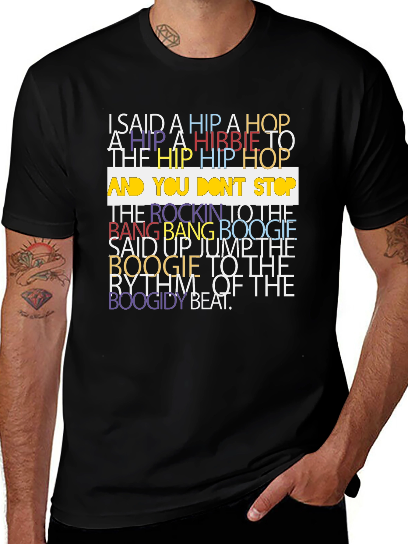 Retro Hip Hop Lyric T-Shirt - Classic Rhyme Design