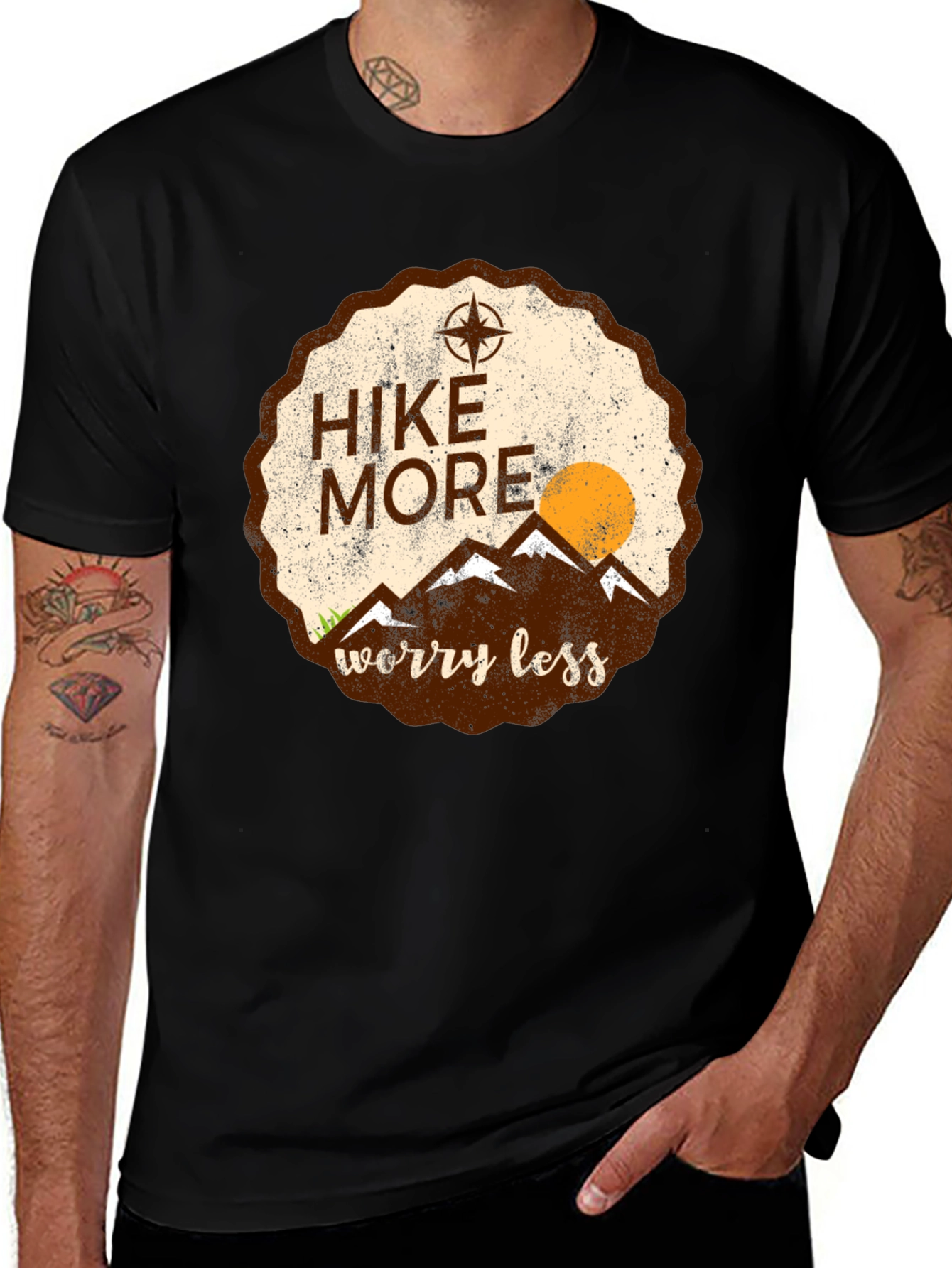 Variant 16 of Hike More Worry Less Graphic Tee - Adventure Awaits