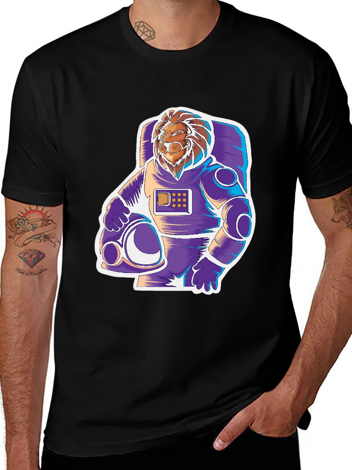 Variant 5 of Lion Astronaut Graphic Tee - Space Explorer
