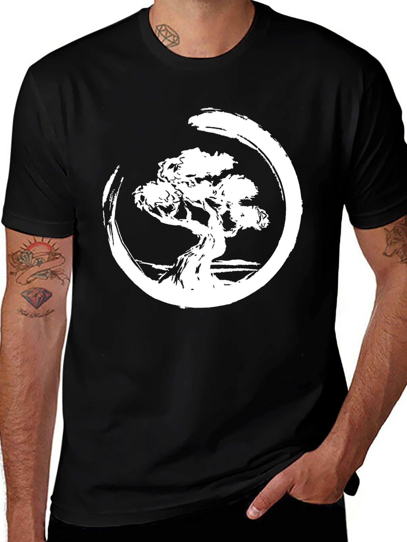 Variant 19 of Zen Bonsai Tree Graphic Tee - Black