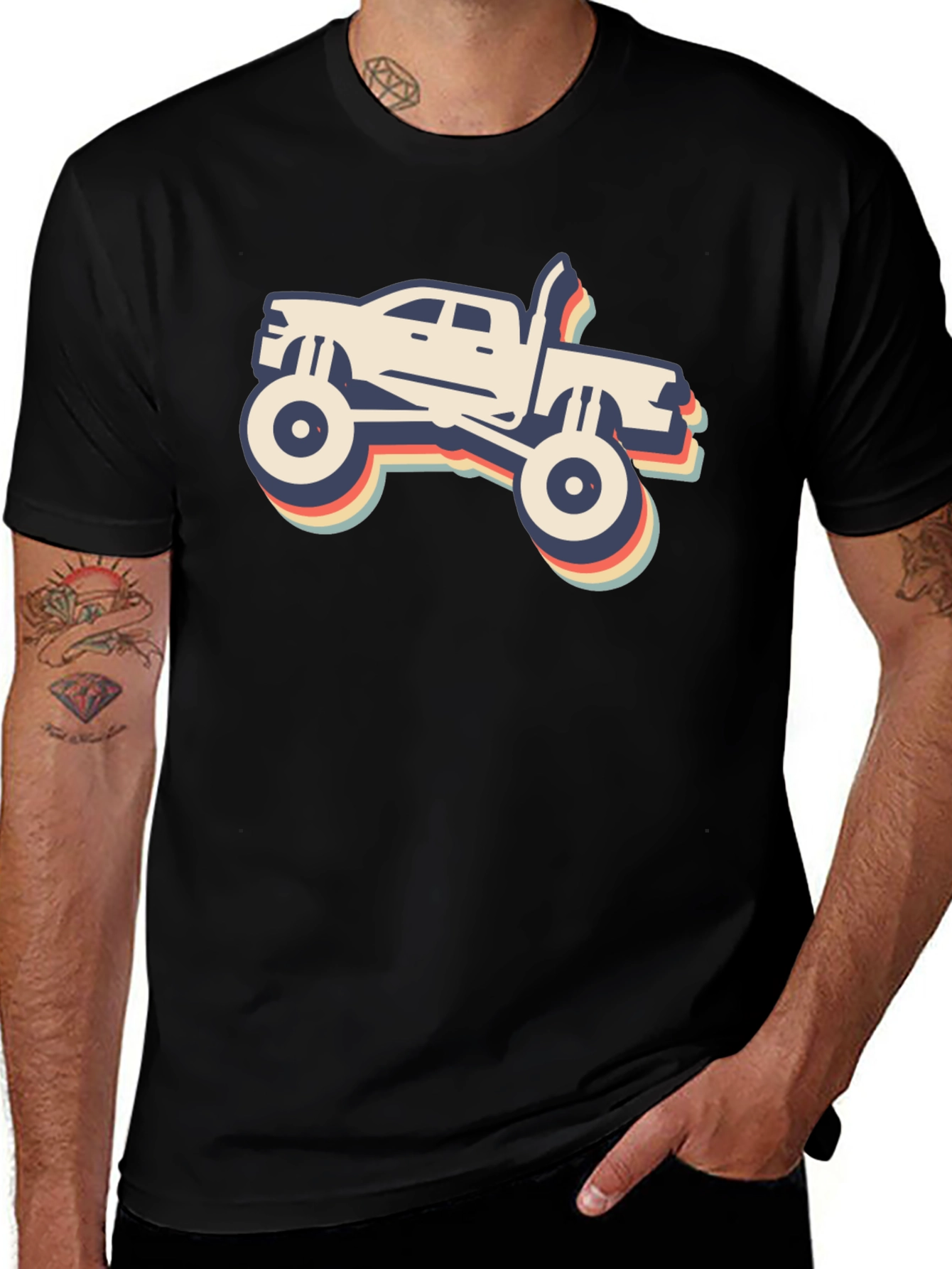 Variant 12 of Retro Monster Truck Graphic Tee - Black