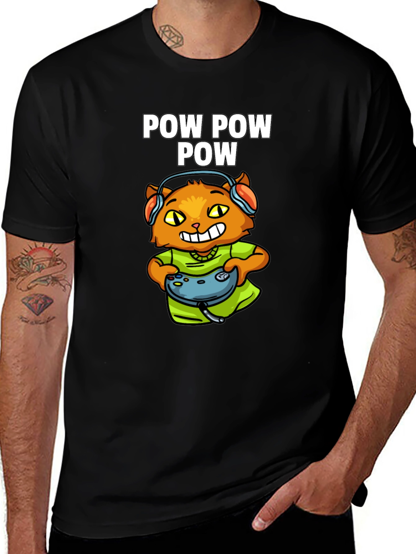 Variant 30 of Gamer Cat T-Shirt - Pow Pow Pow