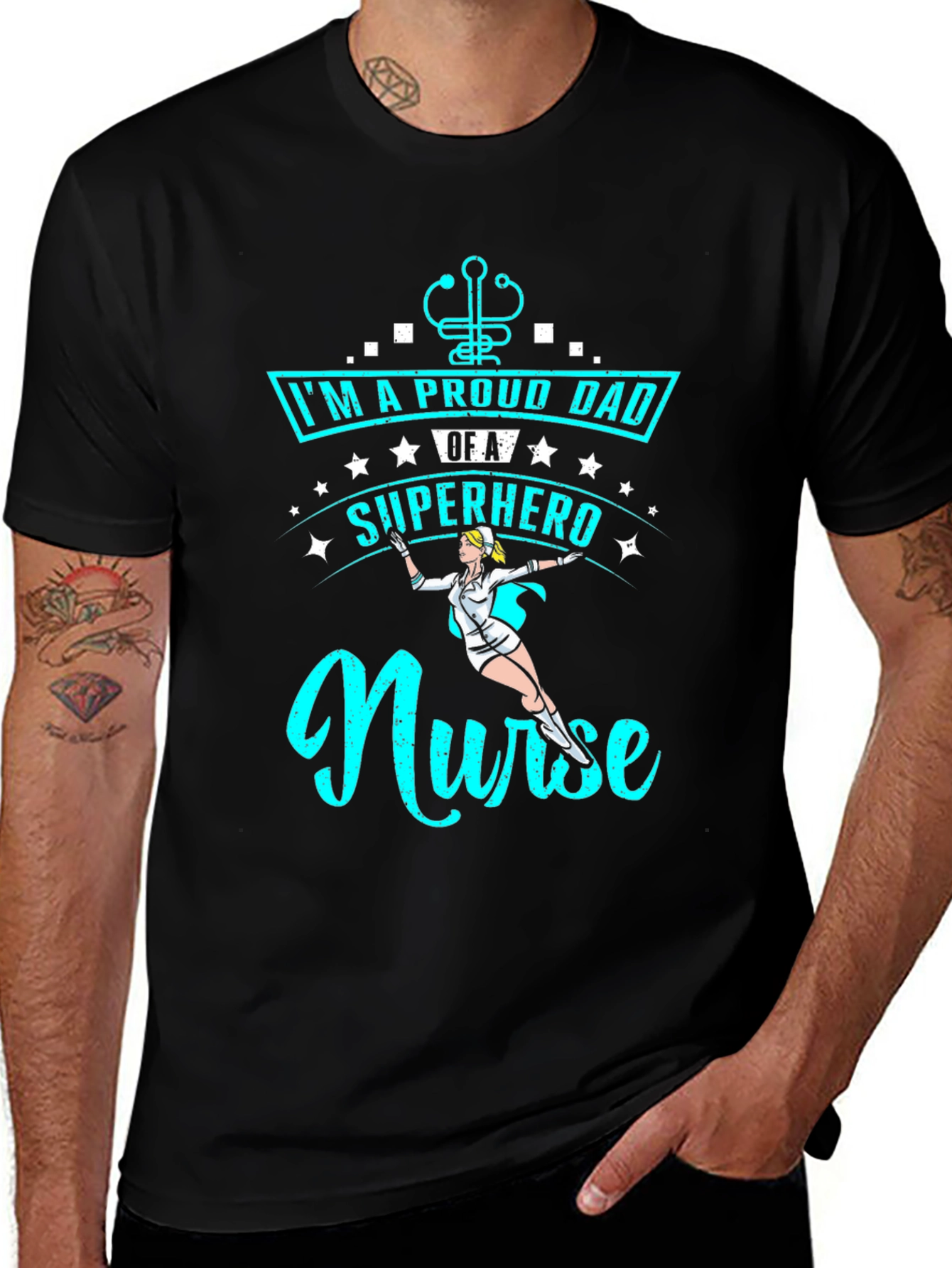 Variant 21 of Proud Dad Superhero Nurse T-Shirt