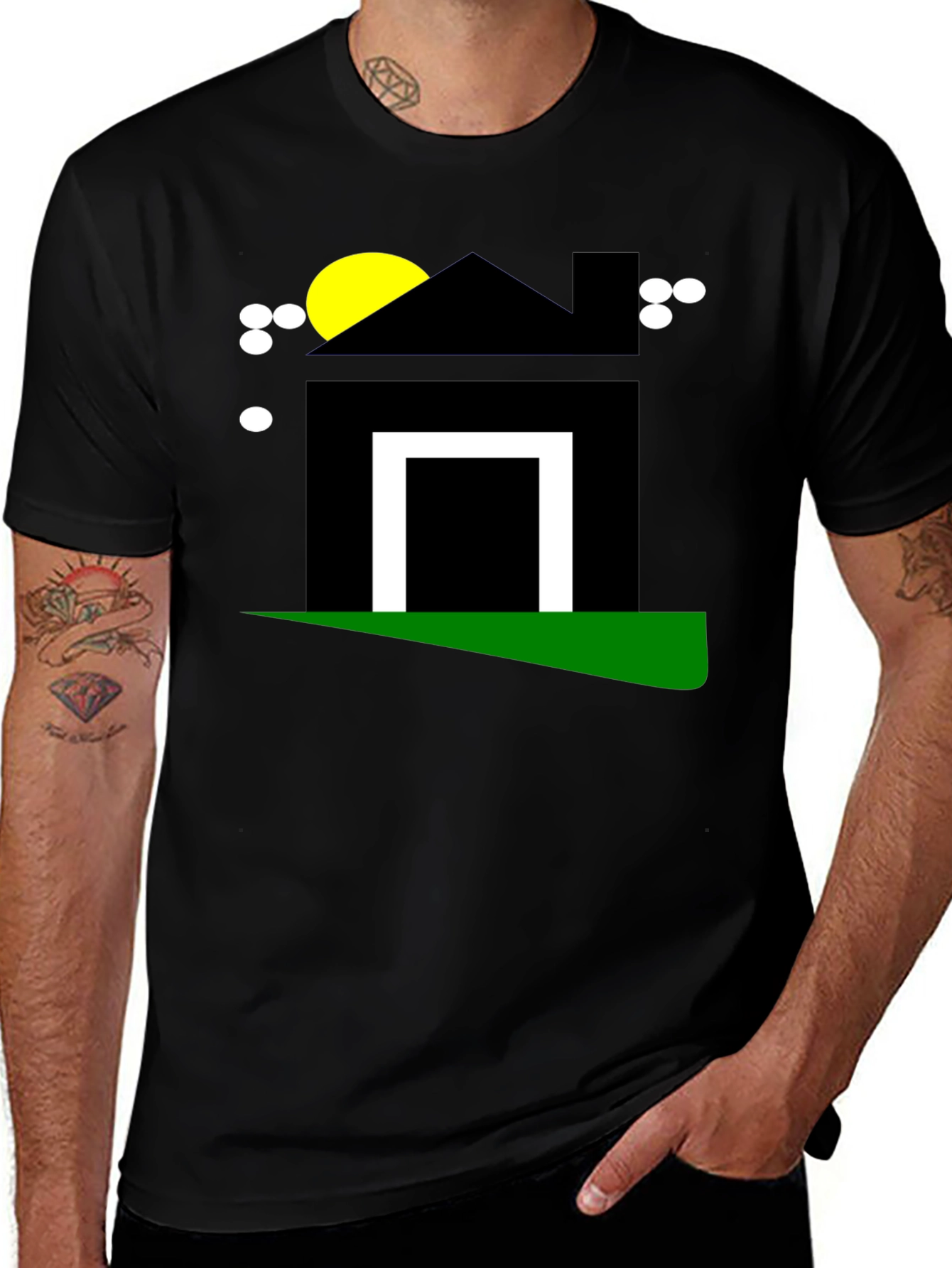 Geometric House Graphic Tee - Modern Minimalist Style
