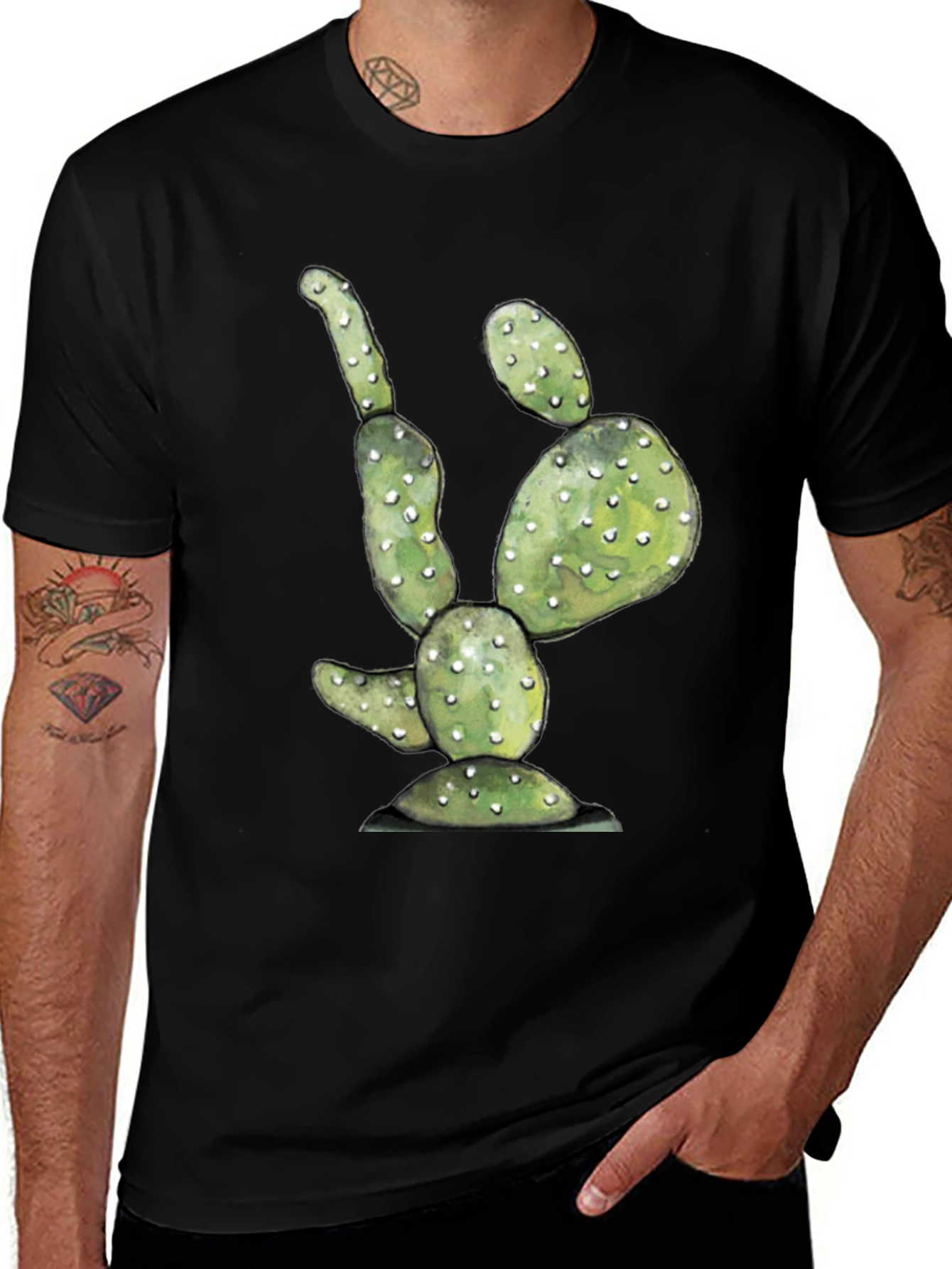 Variant 25 of Cactus Graphic Black T-Shirt