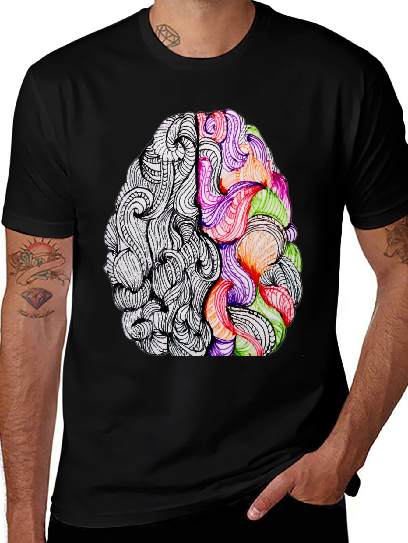 Variant 9 of Brain Art Graphic Tee - Creative Thinking T-Shirt