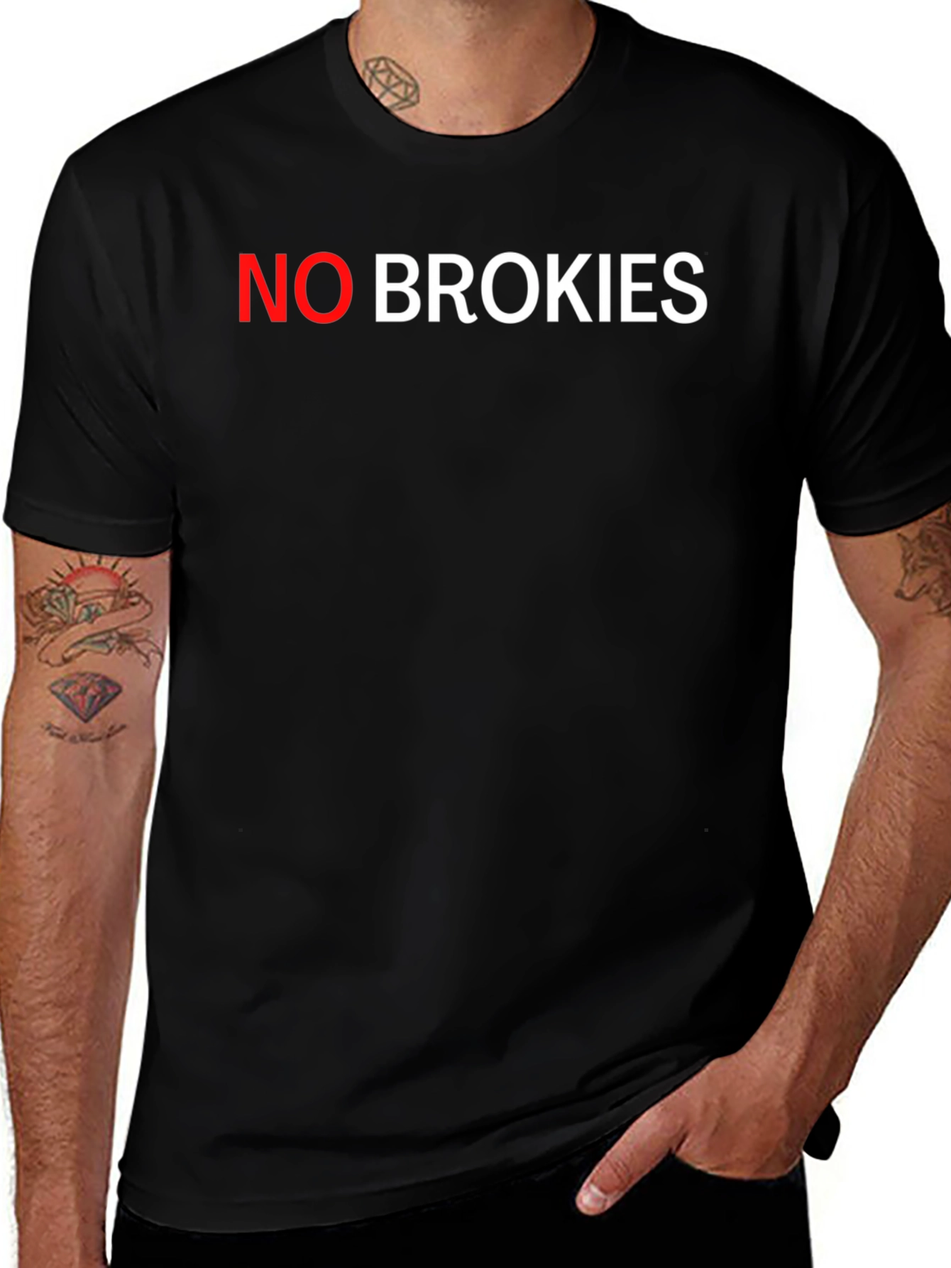 Black No Brokies Black T-Shirt main image