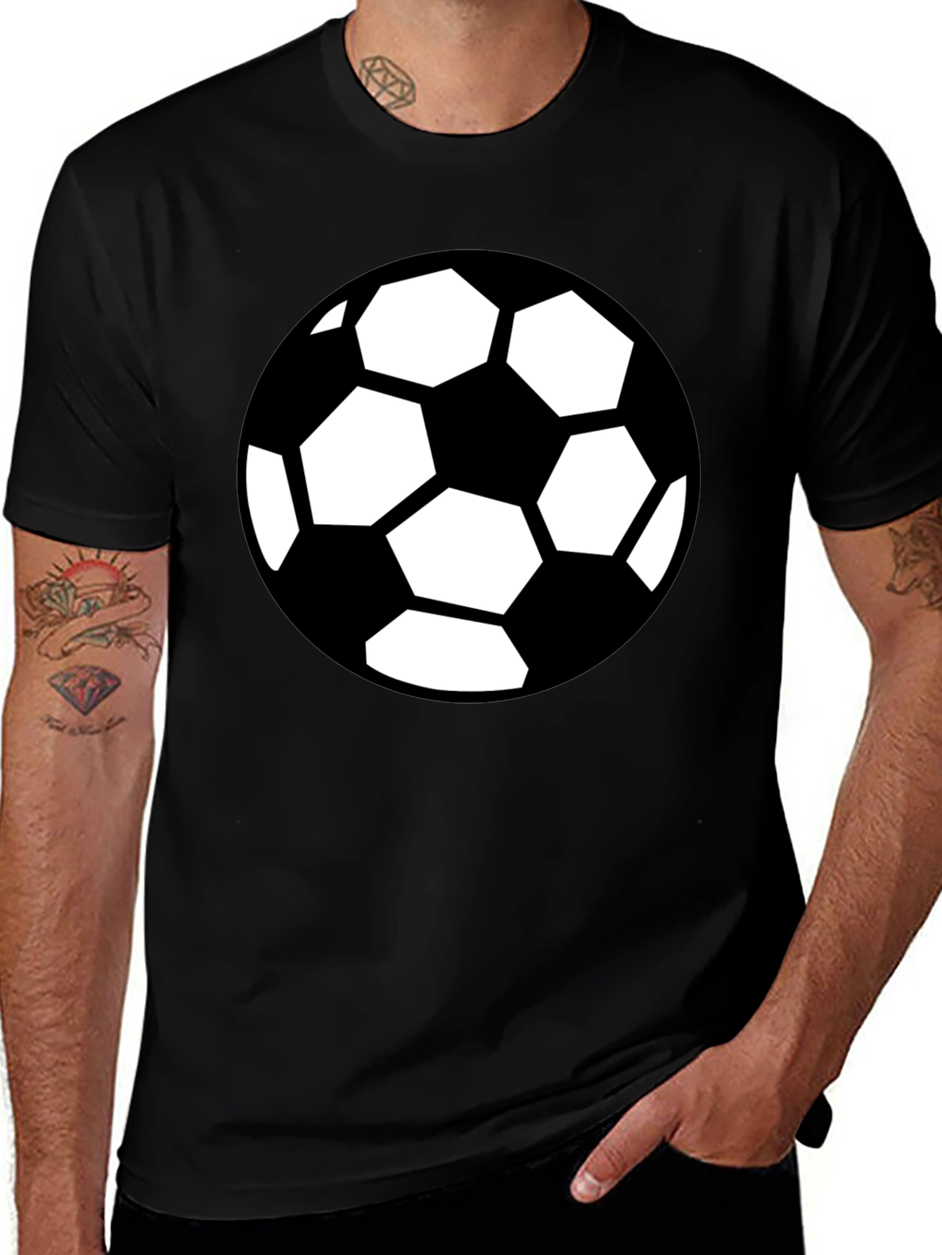 Variant 14 of Soccer Ball Graphic T-Shirt - Black