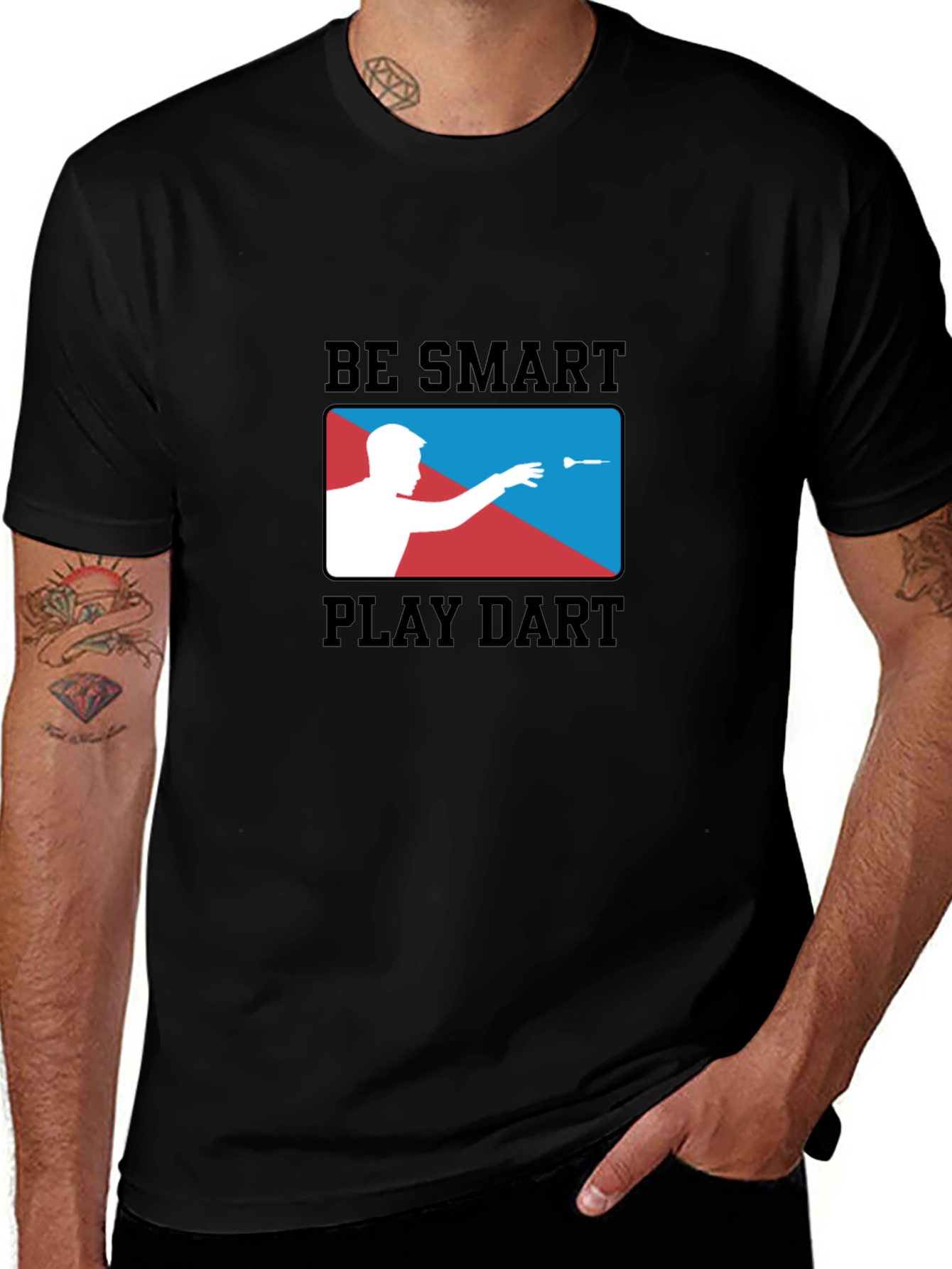 Variant 2 of Be Smart Play Dart T-Shirt | Black