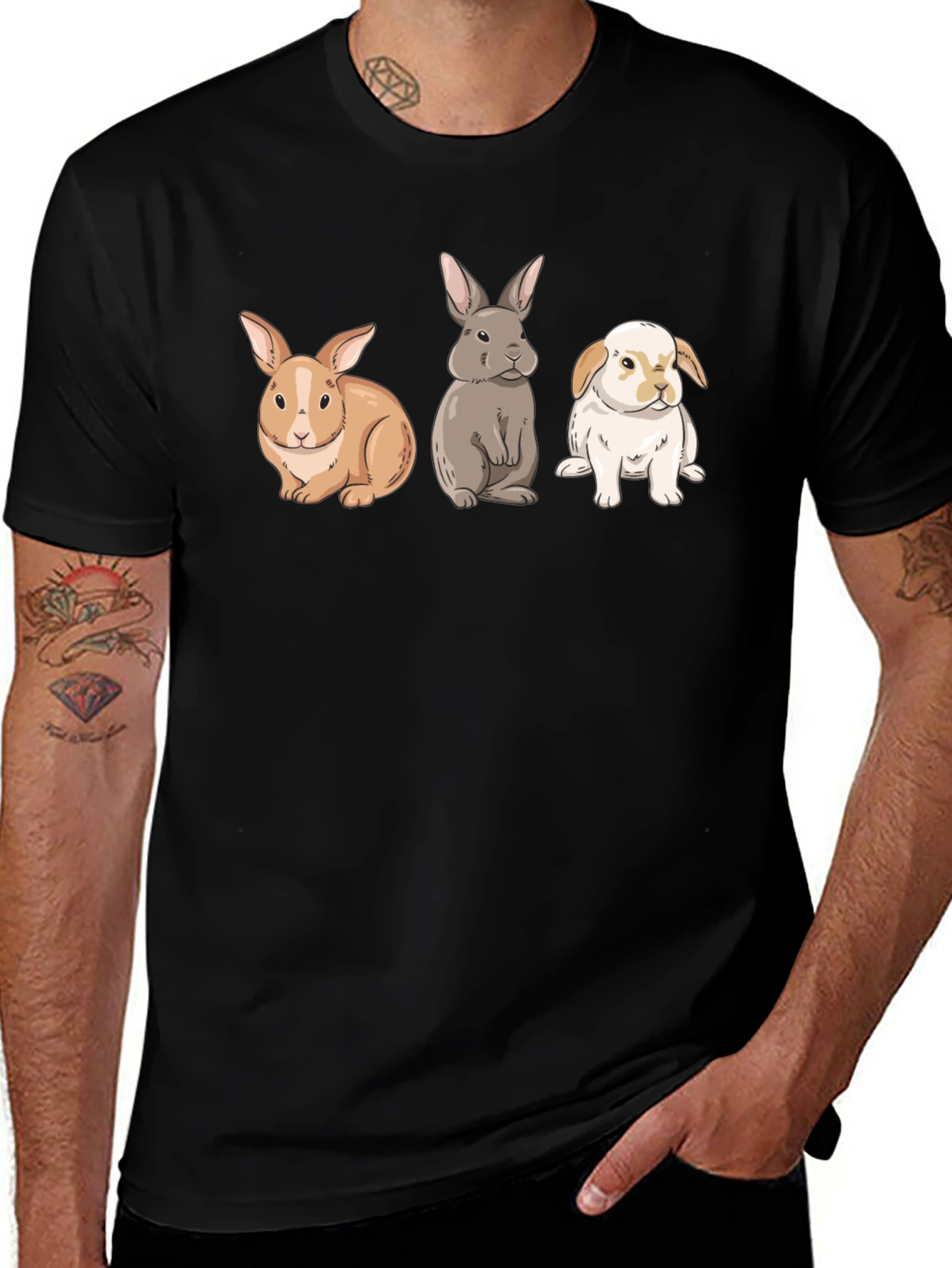 Variant 17 of Three Cute Bunnies Graphic Tee