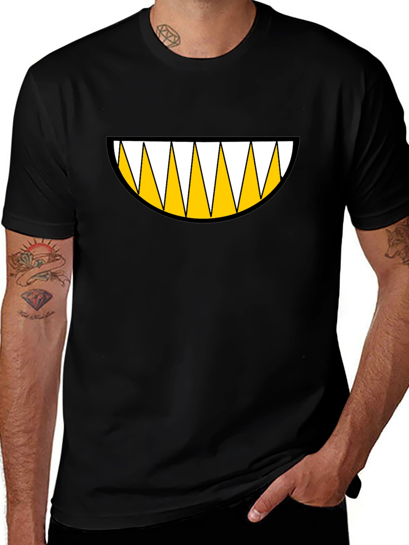 Variant 5 of Monster Grin Graphic Tee - Bold Black Cotton T-Shirt