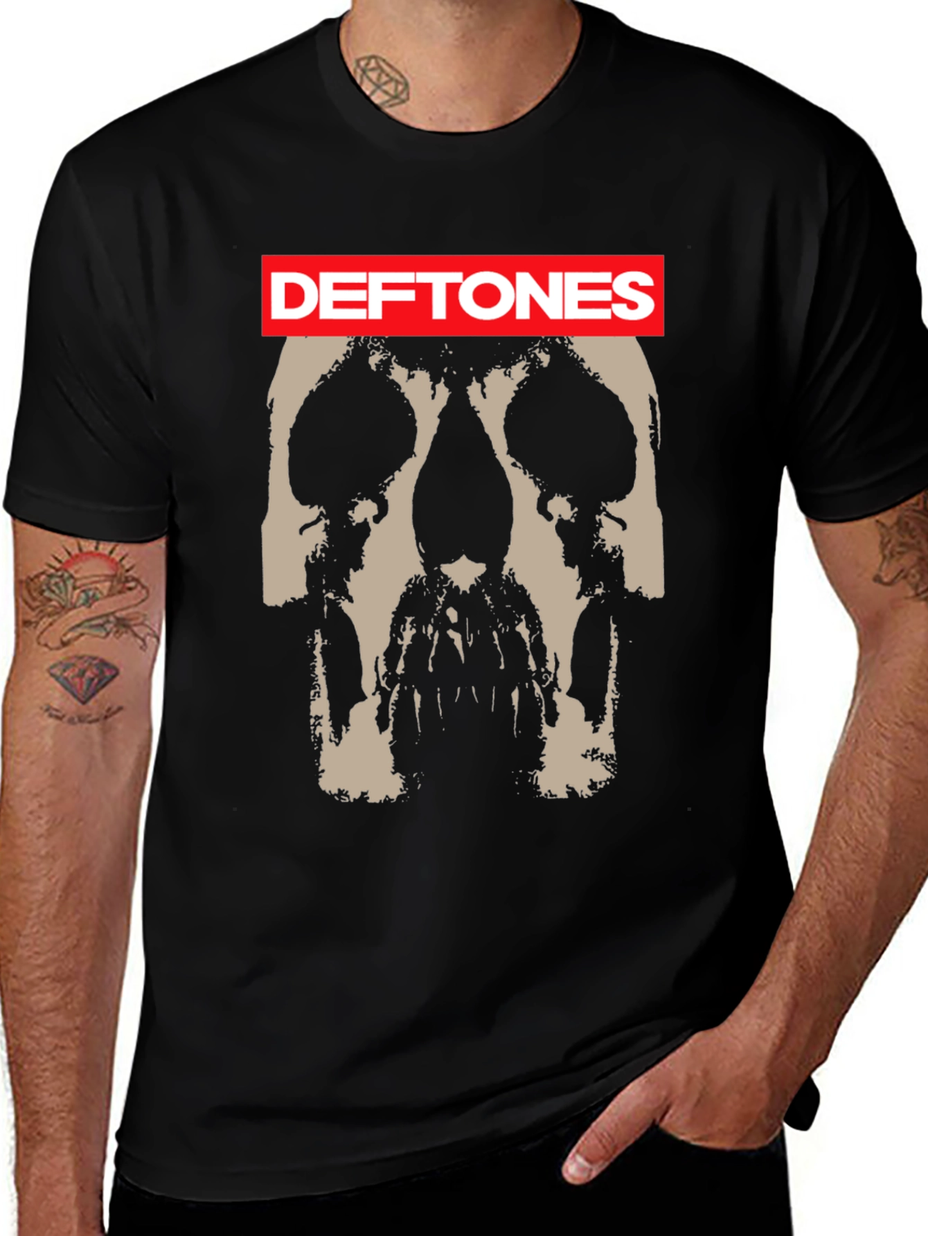 Variant 20 of Deftones Skull Graphic Print Black T-Shirt