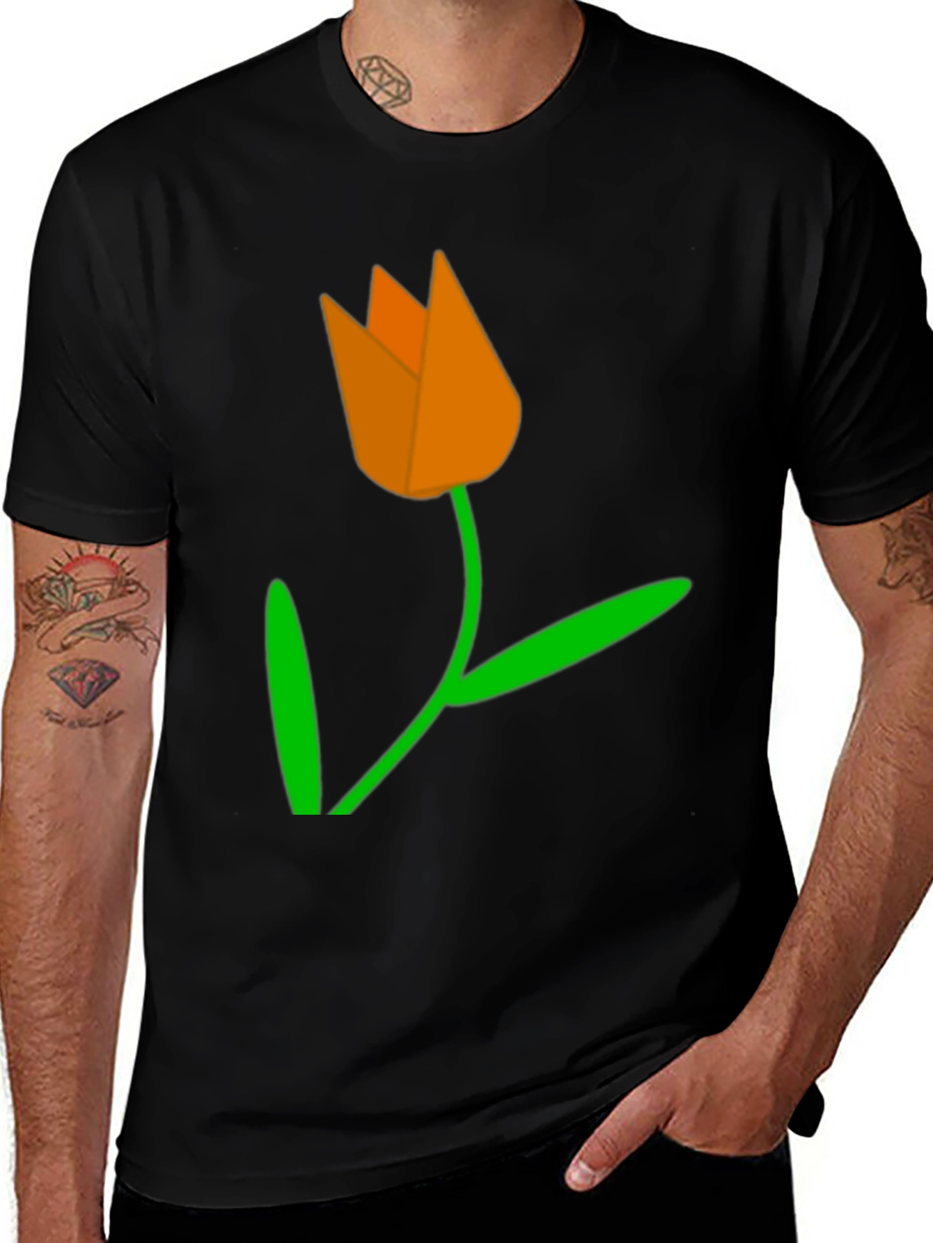 Tulip Graphic Tee - Soft & Stylish Black T-Shirt
