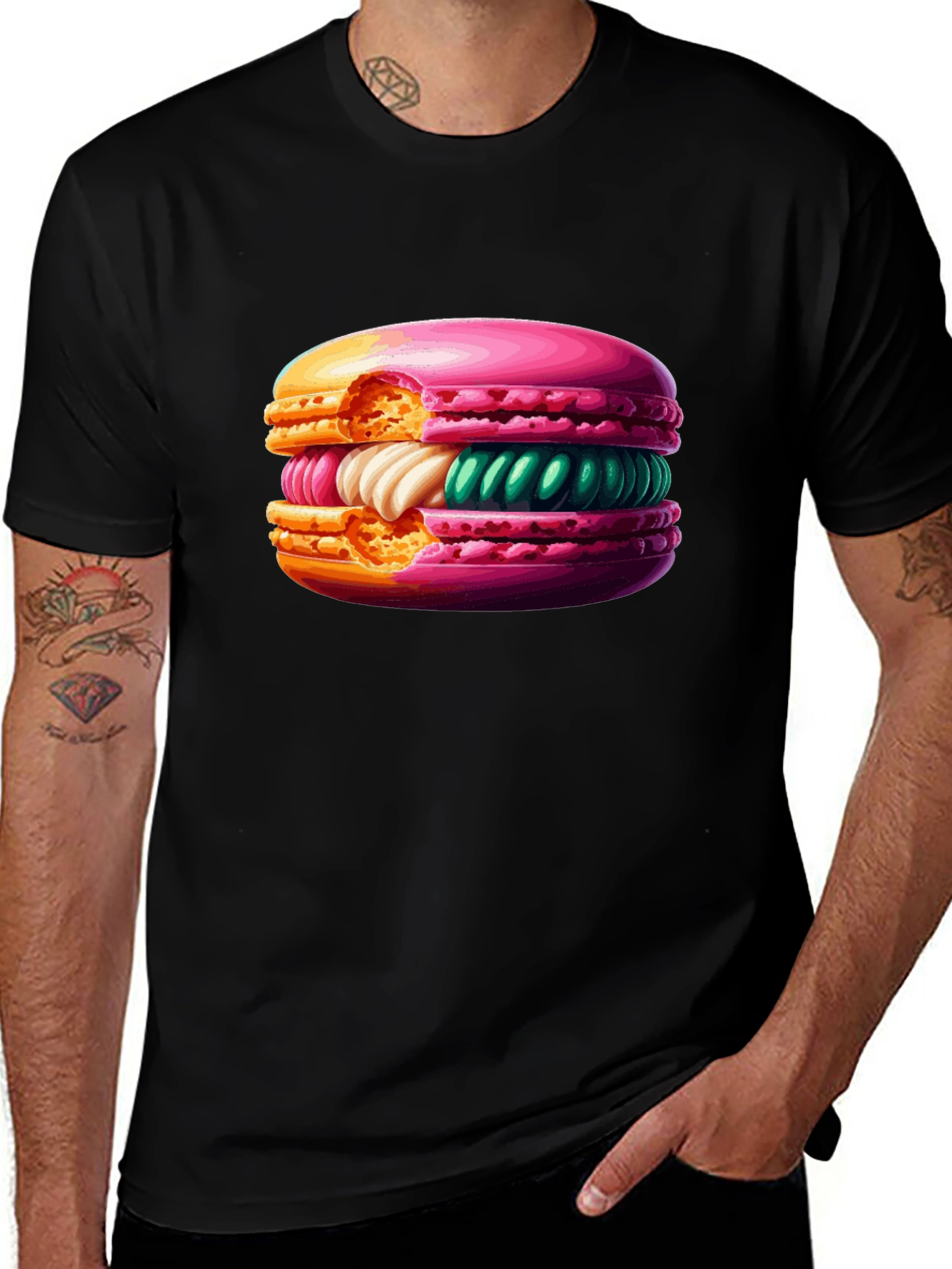 Variant 7 of Macaron Graphic T-Shirt - Sweet Treat Style!