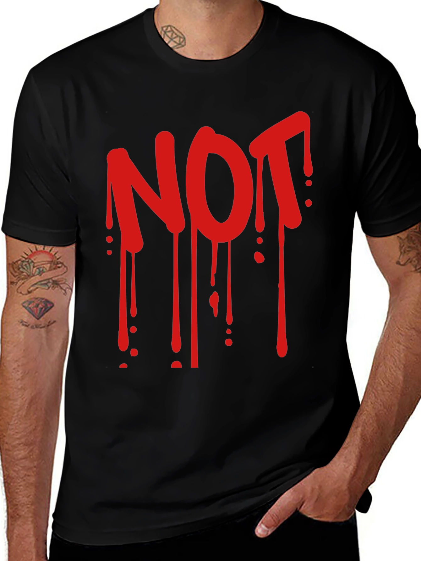 Variant 10 of Men's Black Graphic Tee - "NOT" Drip Design