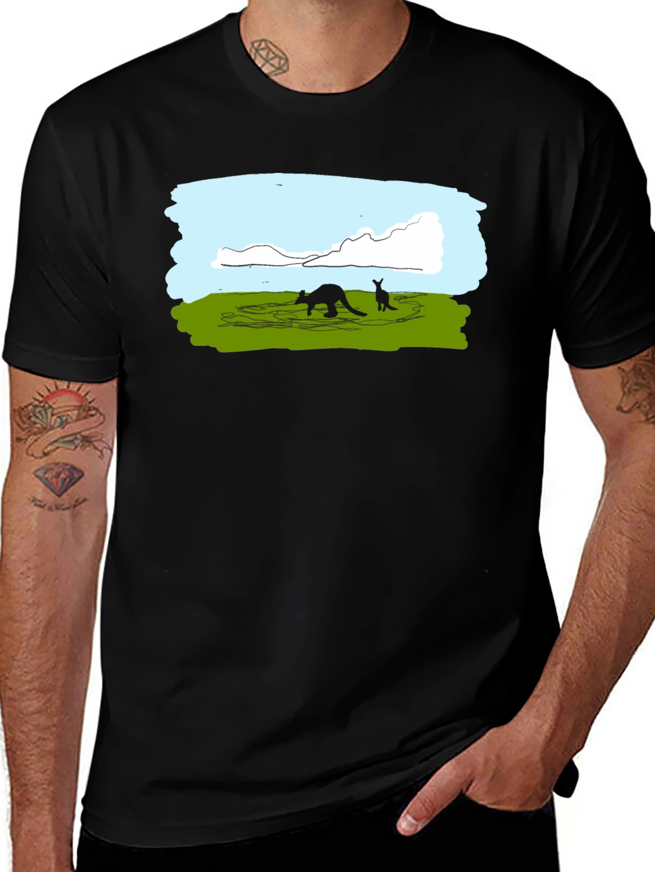 Variant 22 of Kangaroo Silhouette Graphic Tee - Black
