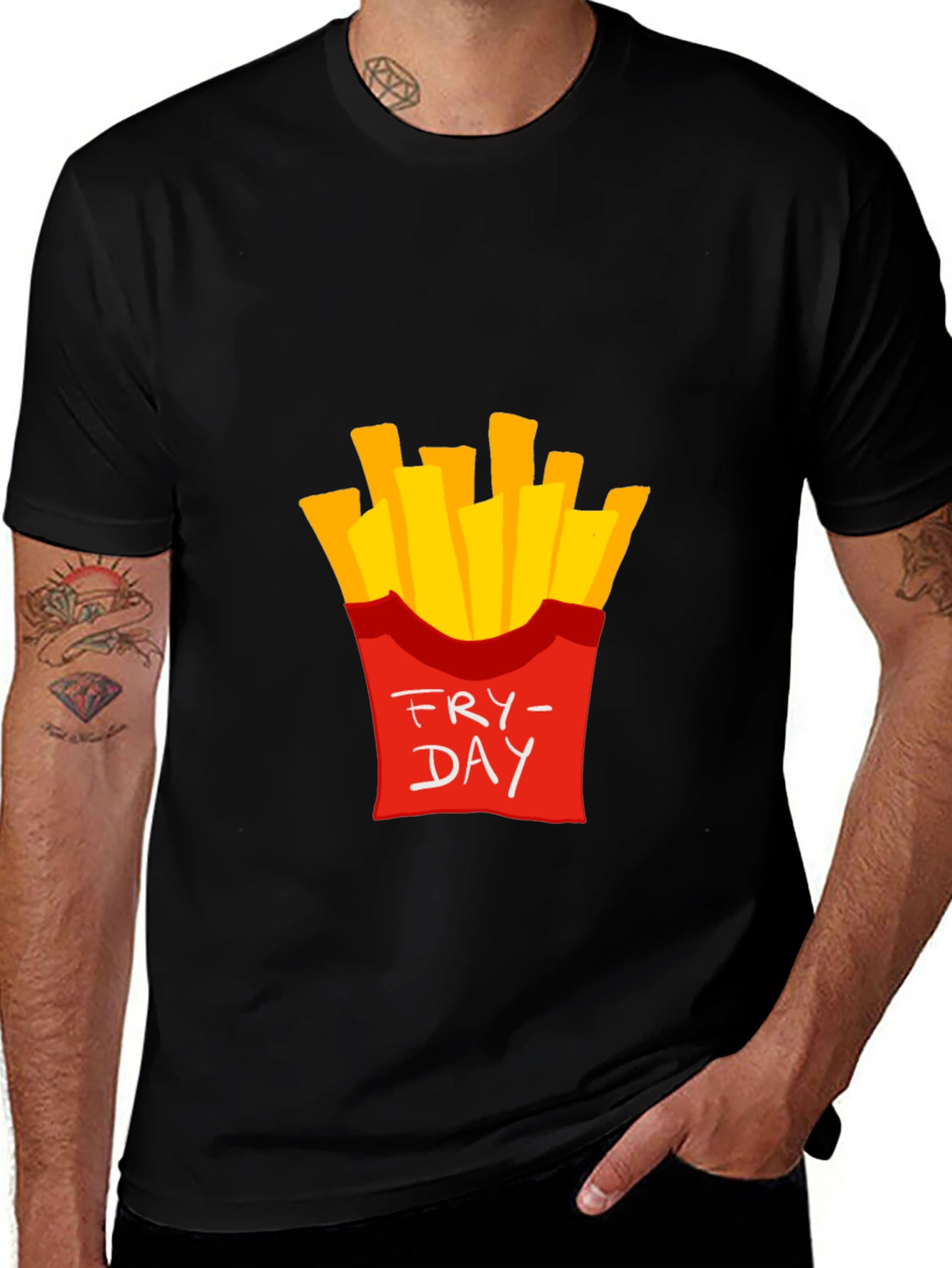 Variant 14 of Fry-Day Graphic T-Shirt - Casual Black Tee
