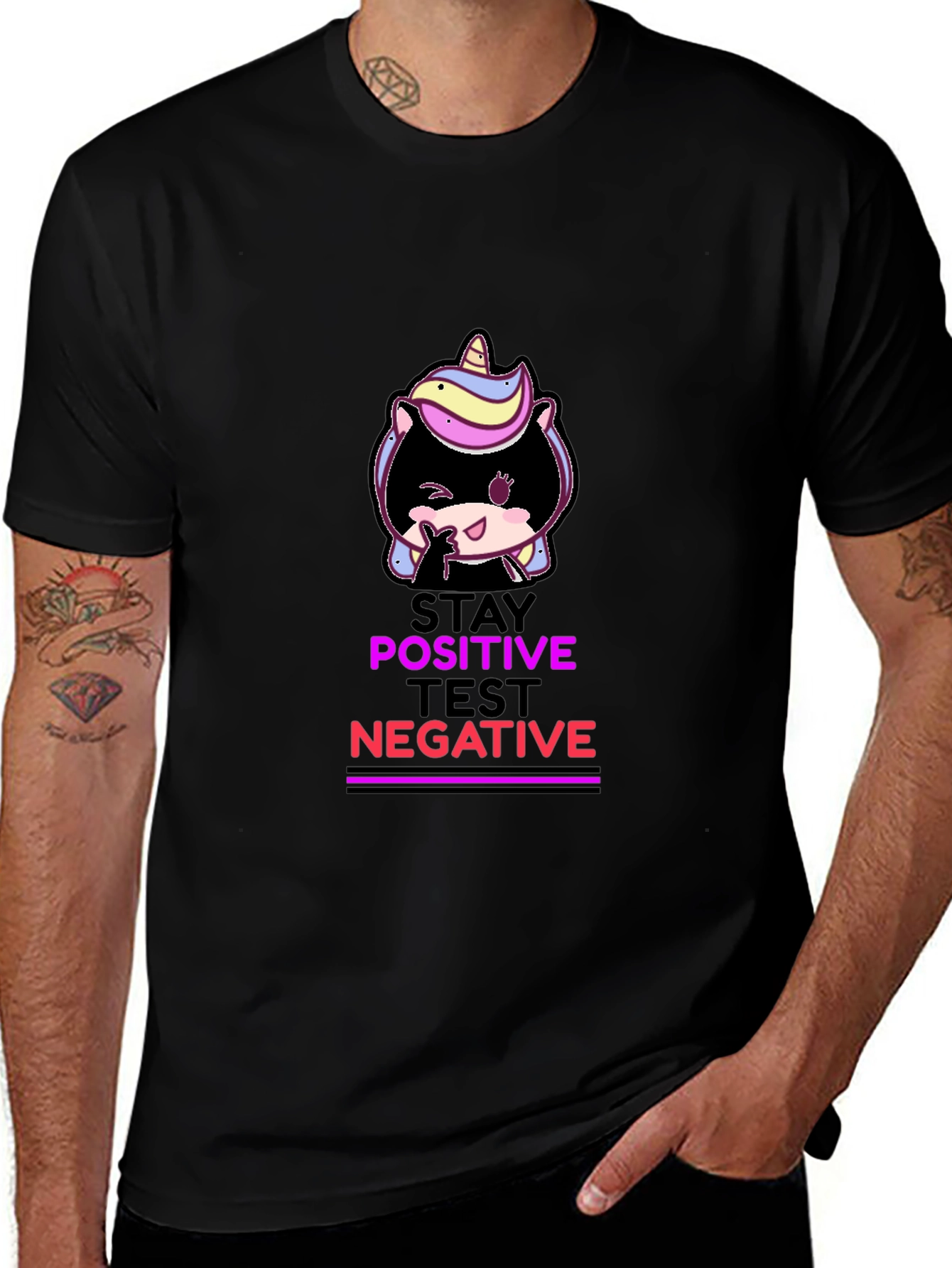 Variant 25 of Stay Positive Test Negative Graphic T-Shirt