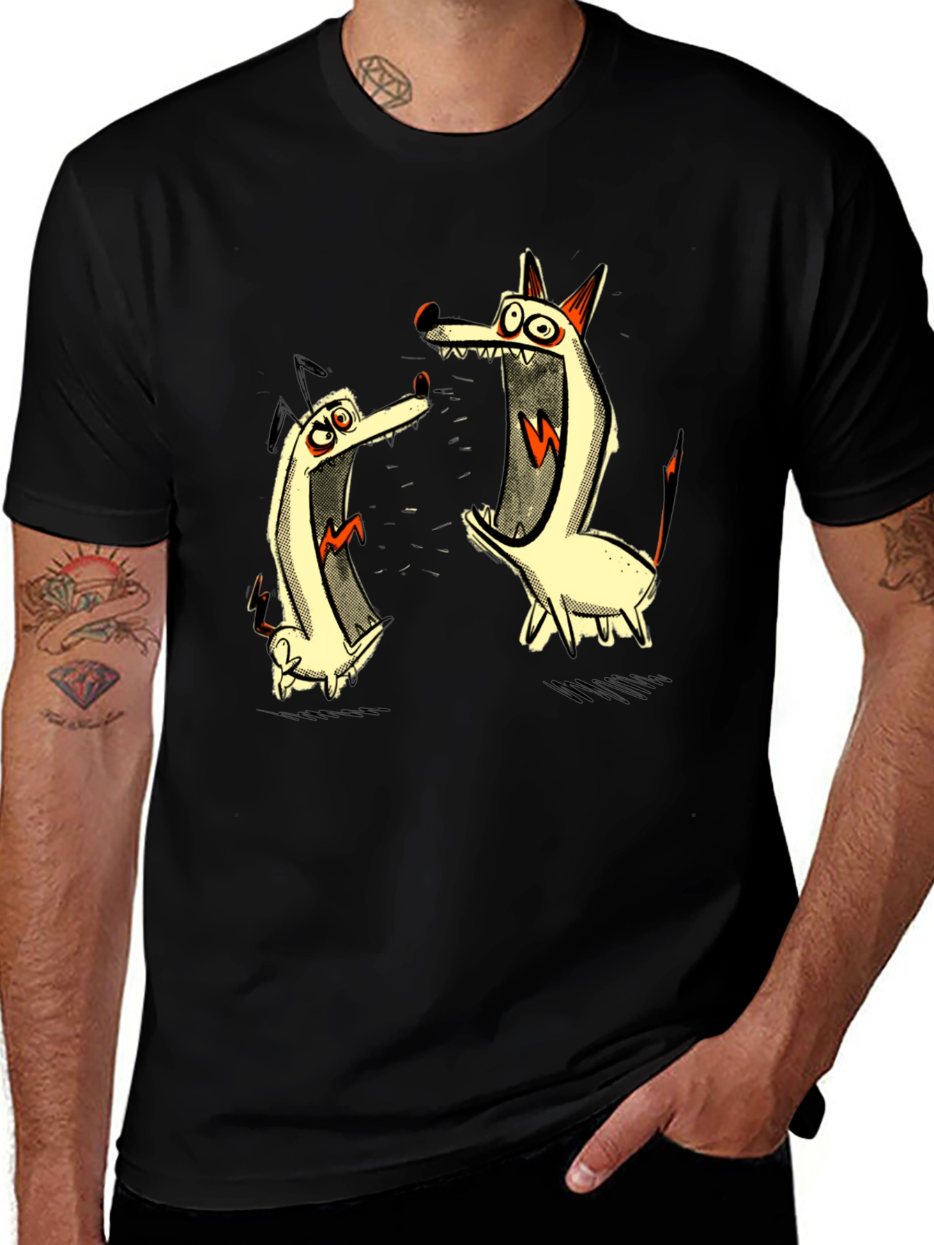 Variant 23 of Cartoon Dog Graphic Black T-Shirt
