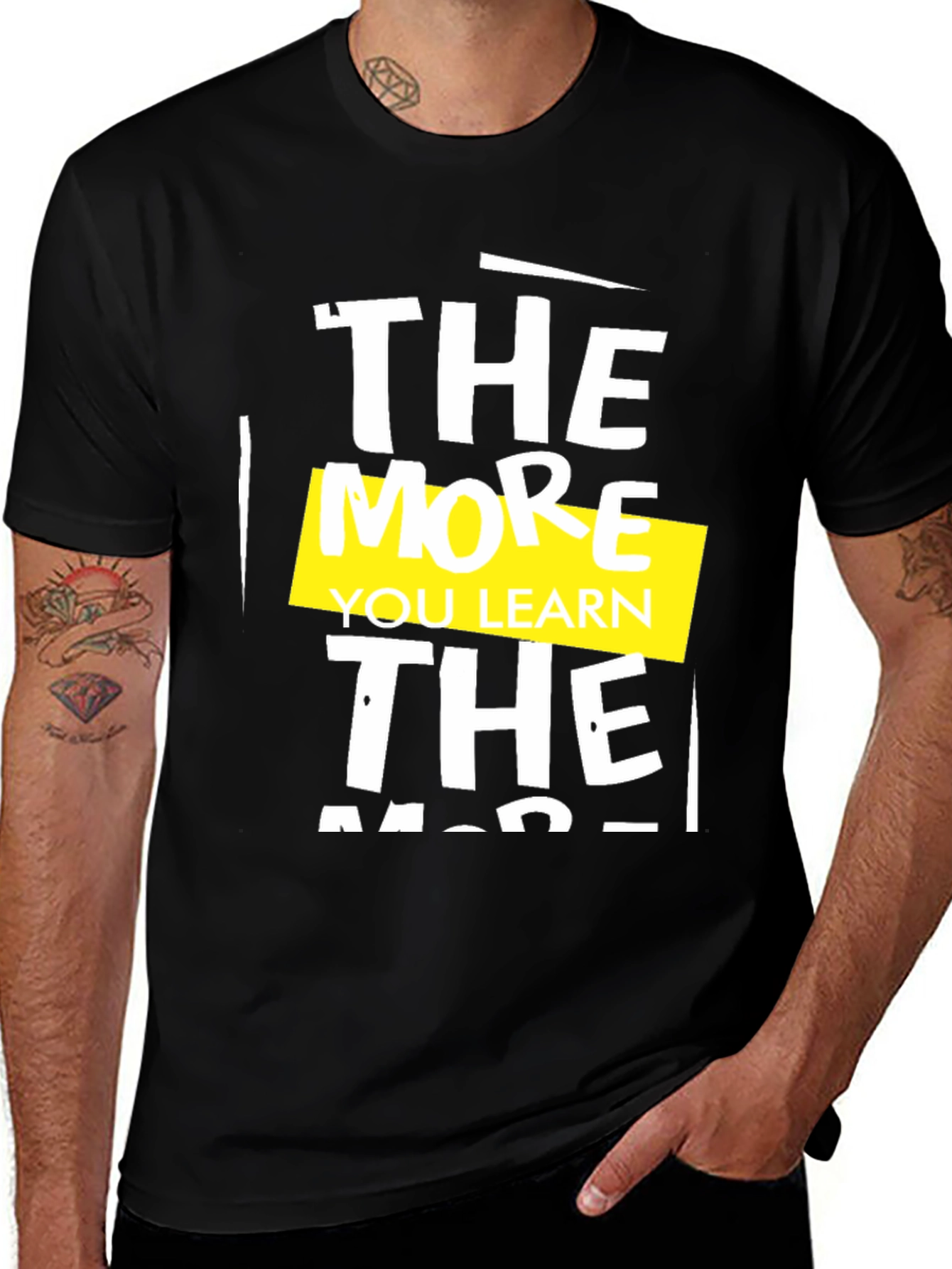 Variant 10 of The More You Learn Graphic Tee - Black