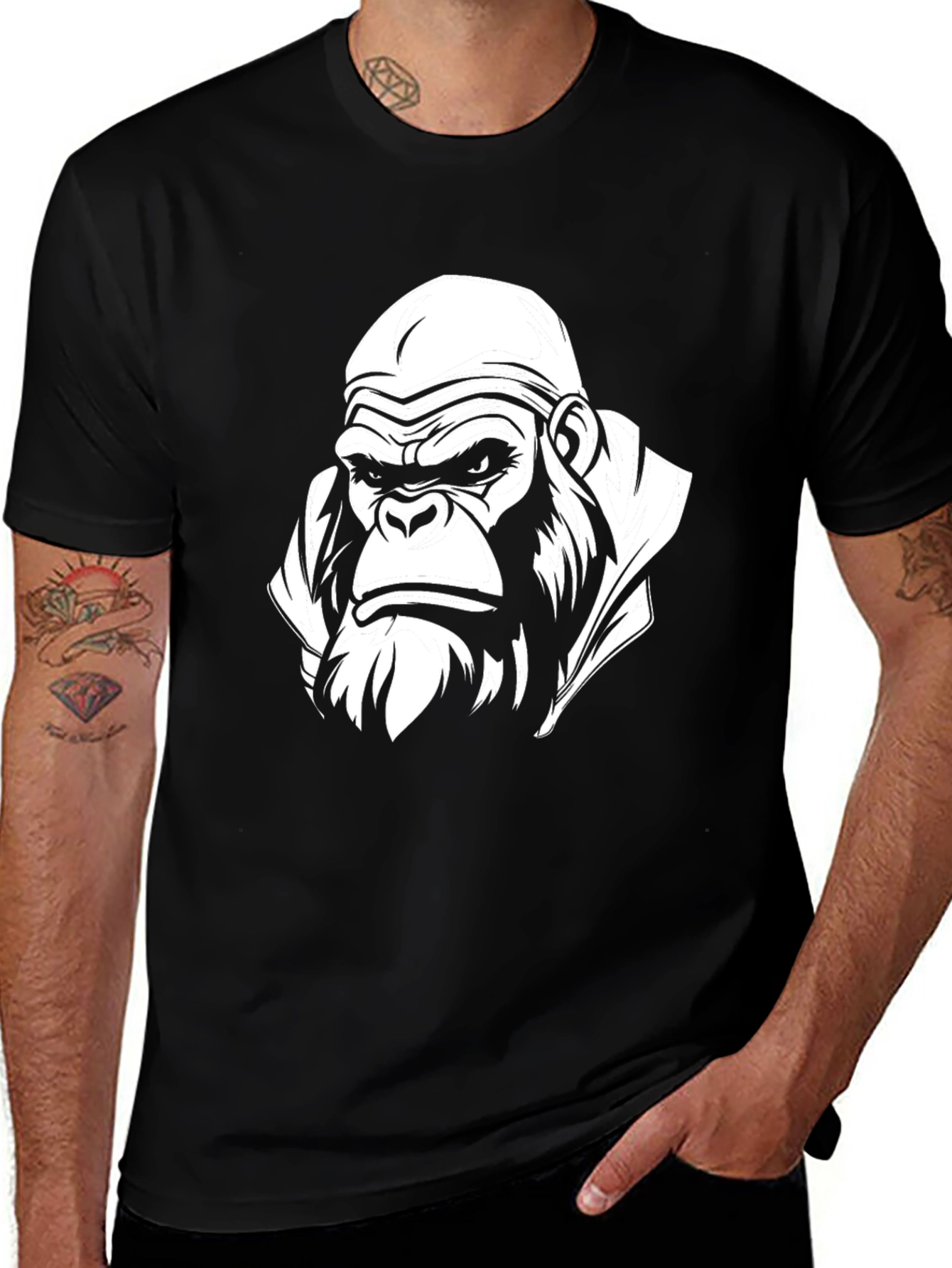 Variant 30 of Black Gorilla Graphic Tee - Men's Cool Casual Shirt
