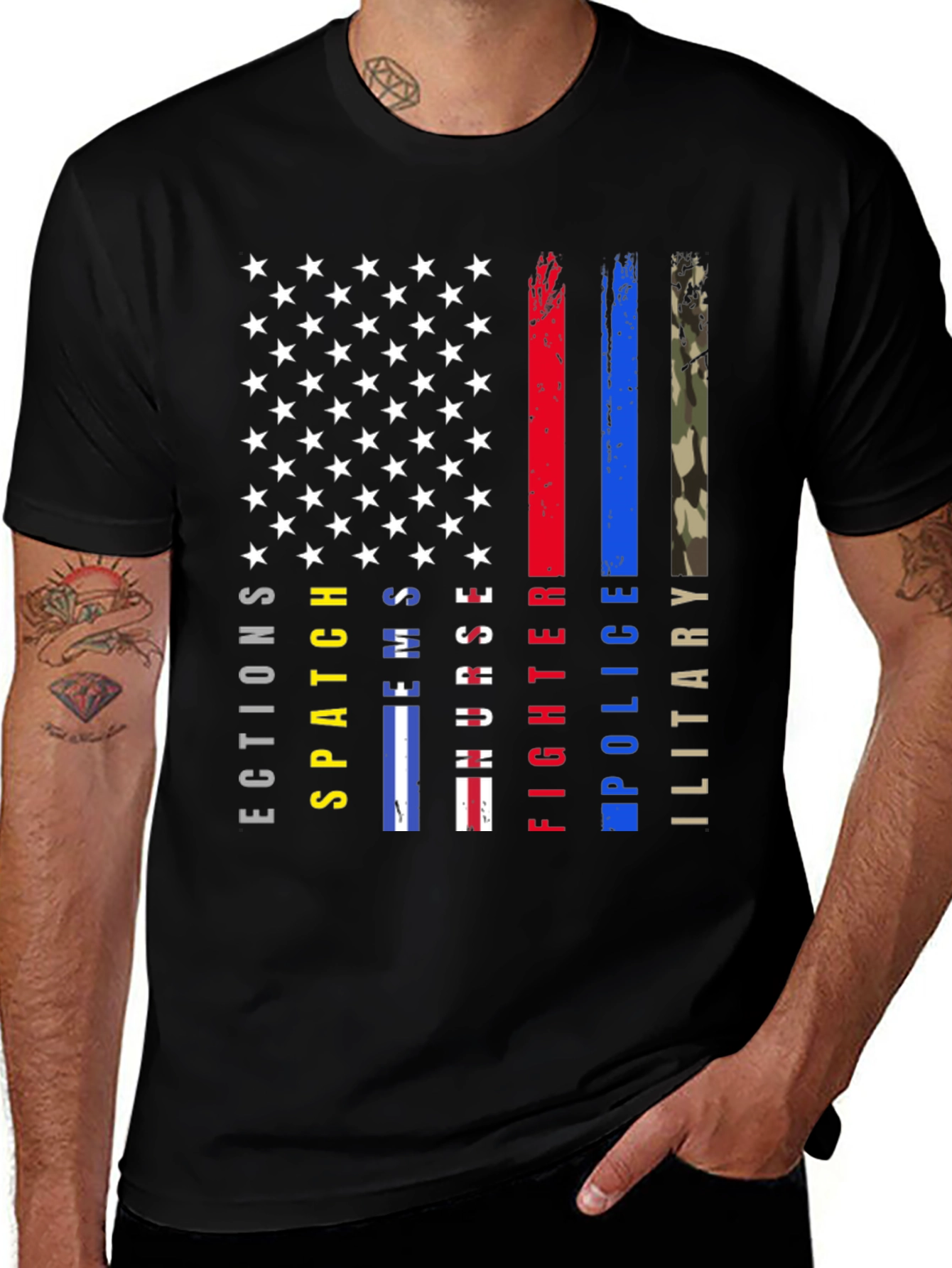 American Flag Hero T-Shirt - Dispatch, EMS, Nurse, Fire, Police, Military