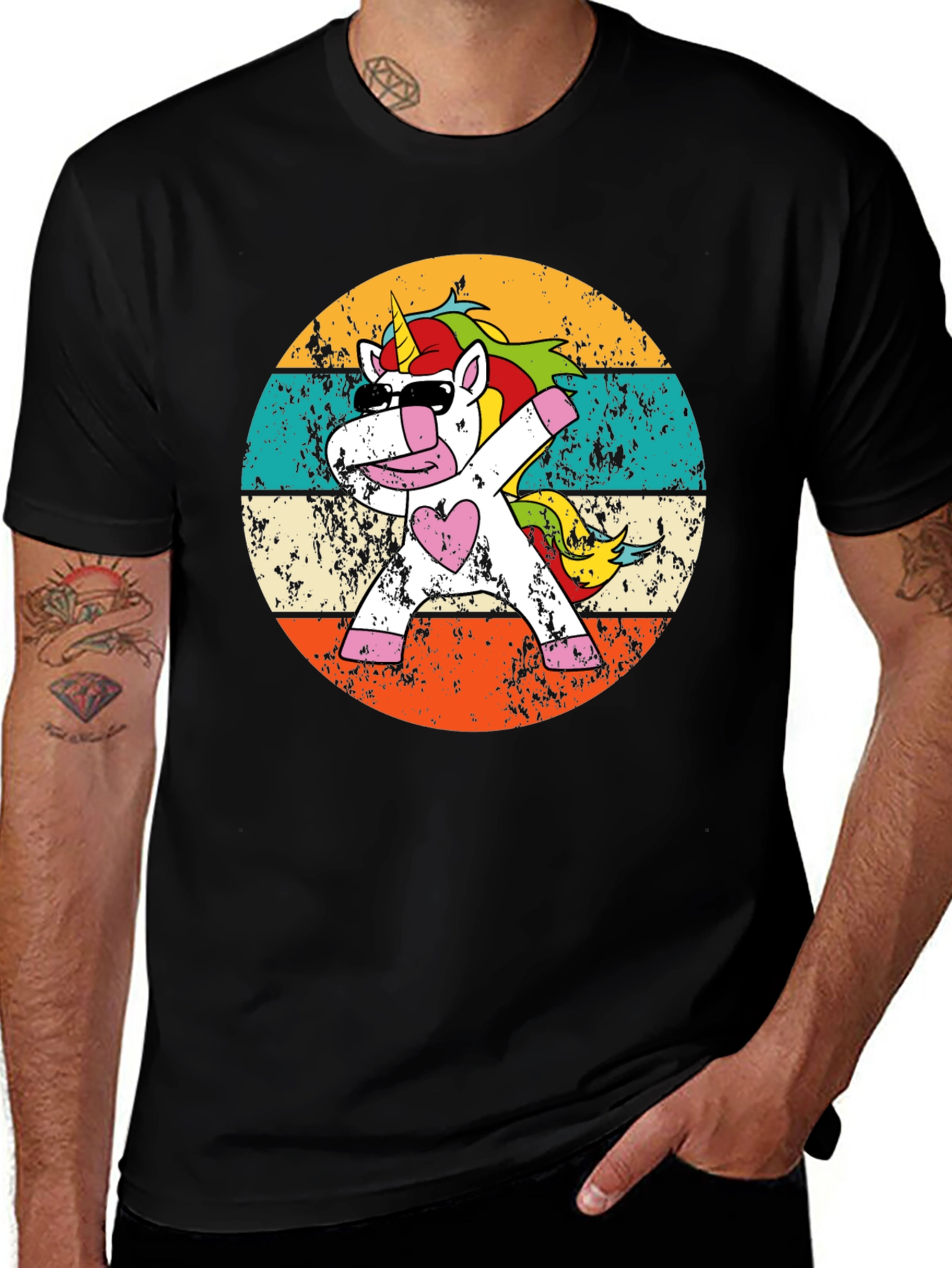 Variant 16 of Dabbing Unicorn Graphic Tee - Retro Style