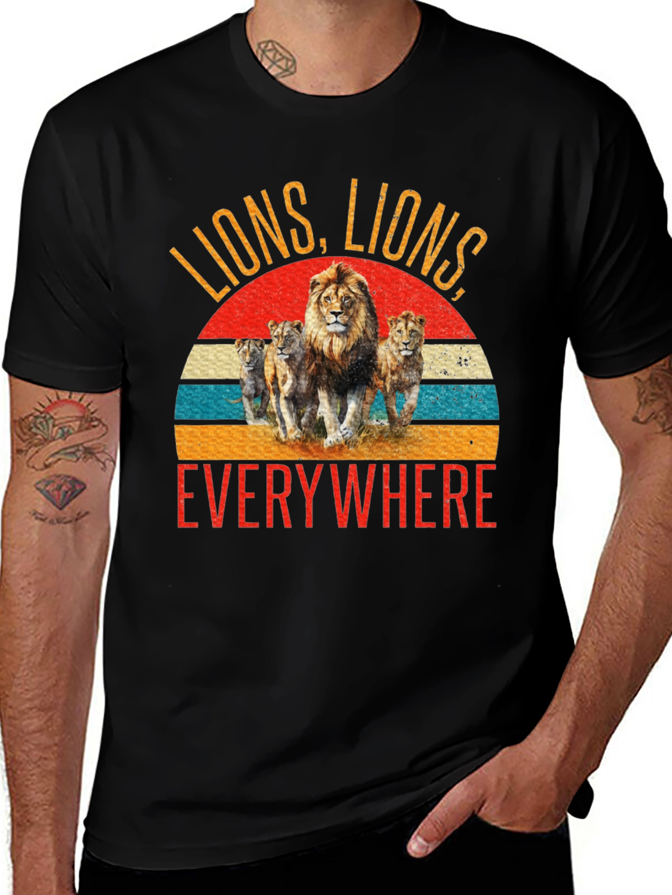 Variant 18 of Lions Everywhere Graphic Tee - Black
